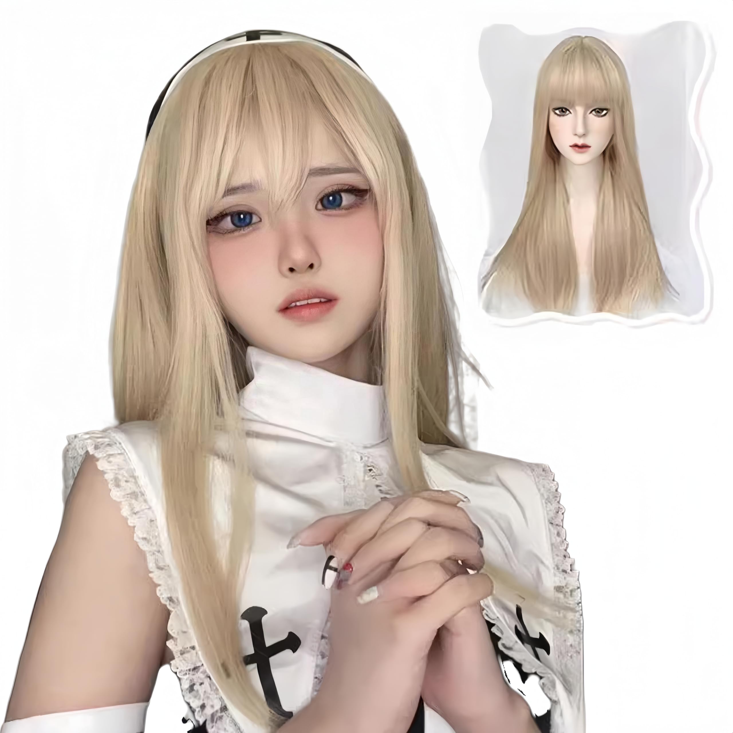 Amazon.co.jp: Rekucci シスター ウィッグ 修女 修道女 聖女 コスプレ