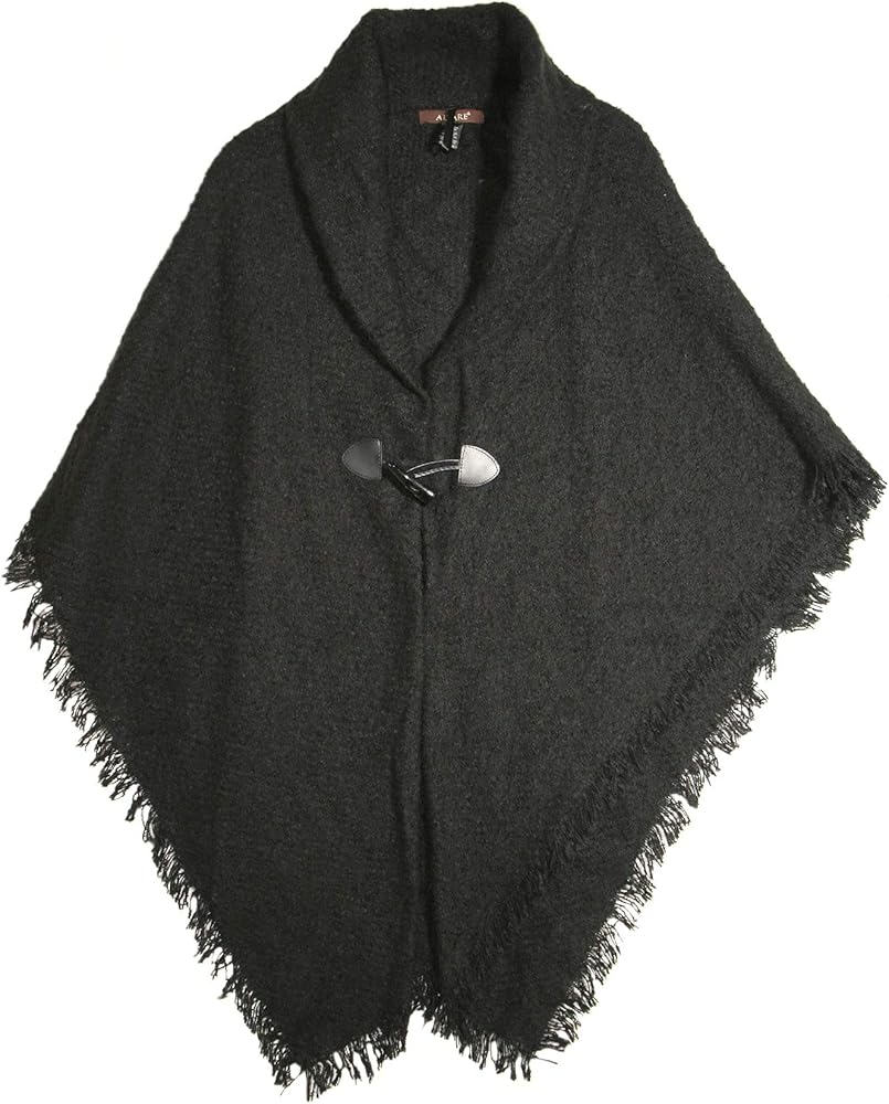 Women's Winter Poncho Cape Blanket Shawl Wrap Cardigan with Toggle