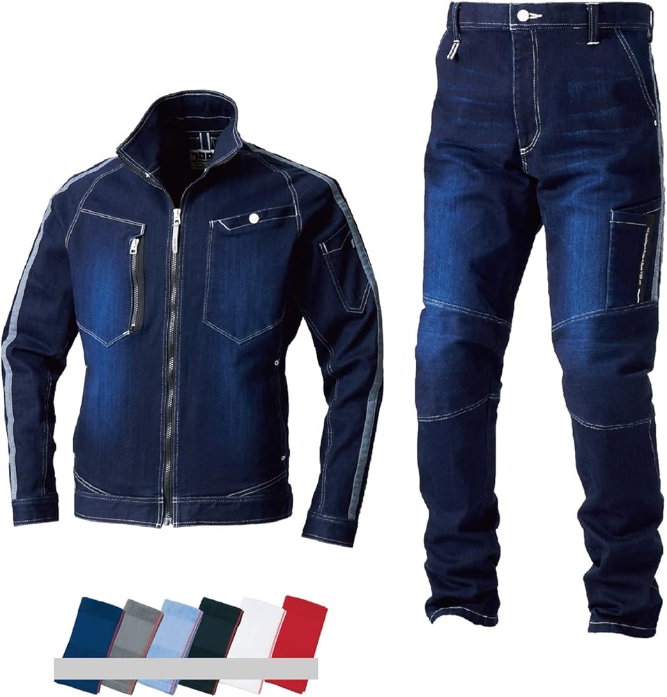 Amazon.co.jp: [寅壱] デニム 上下セット 作業服 作業着 8990-124 長袖