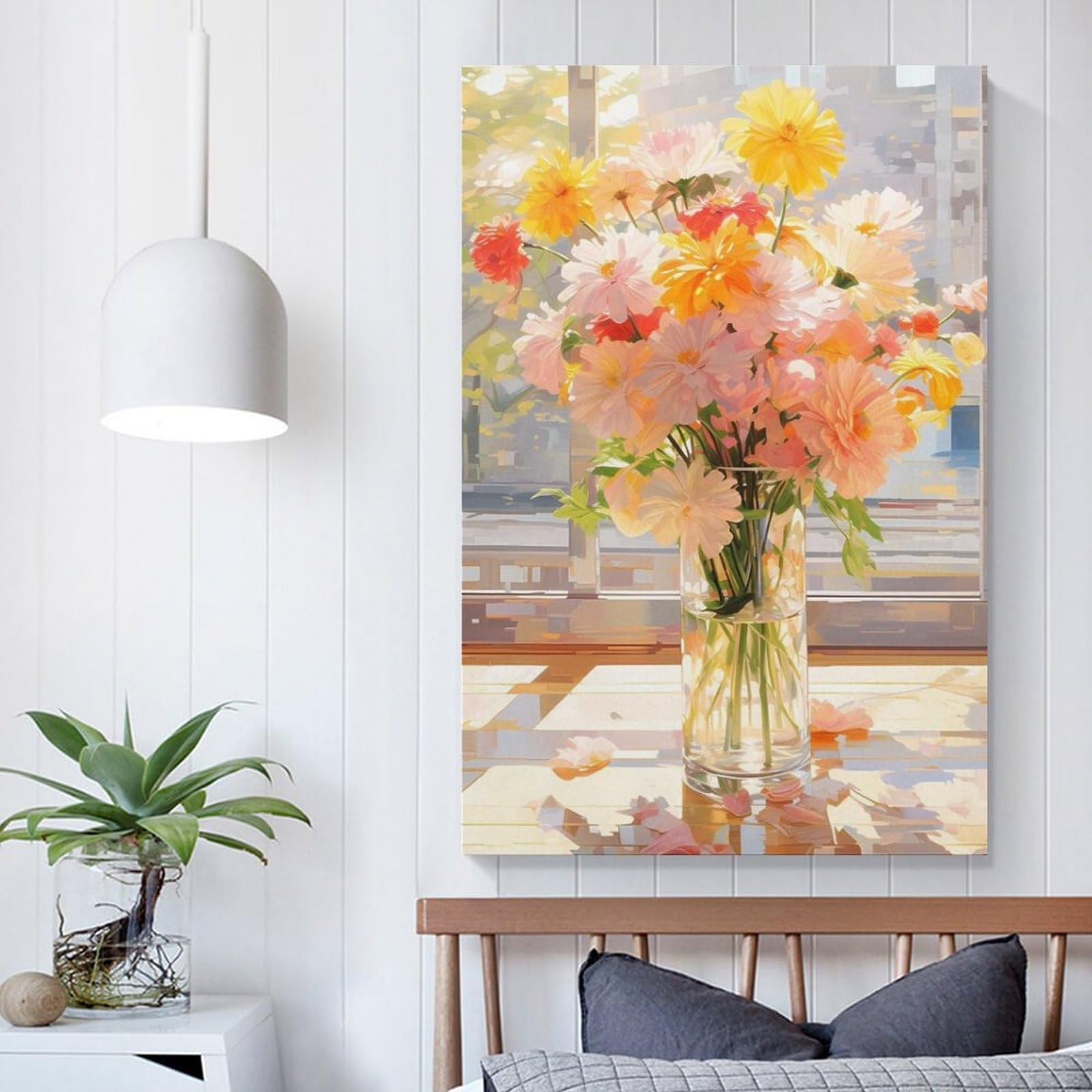 Amazon.co.jp: 絵画 ガラスの花瓶の花インテリア 絵画 カラフルな