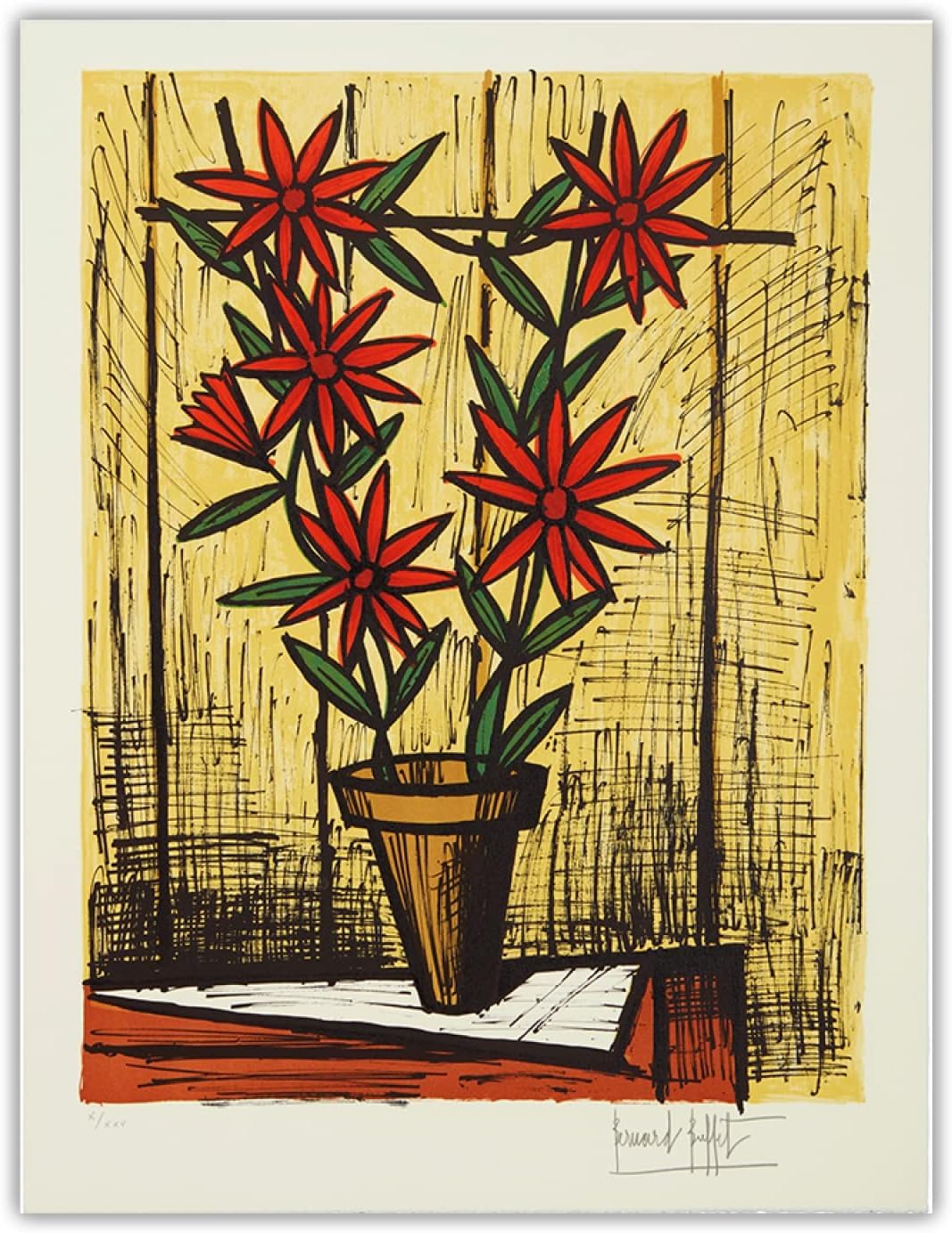 Amazon.co.jp: ベルナール・ビュッフェ ポスターと版画 抽象《赤い花