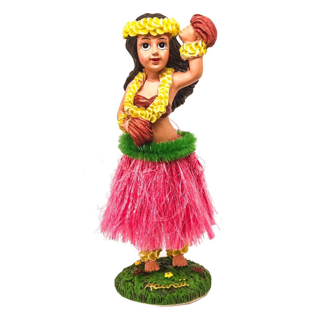 Boneca Hula Girl Havaiana com painel de flores 16,51 cm com saia