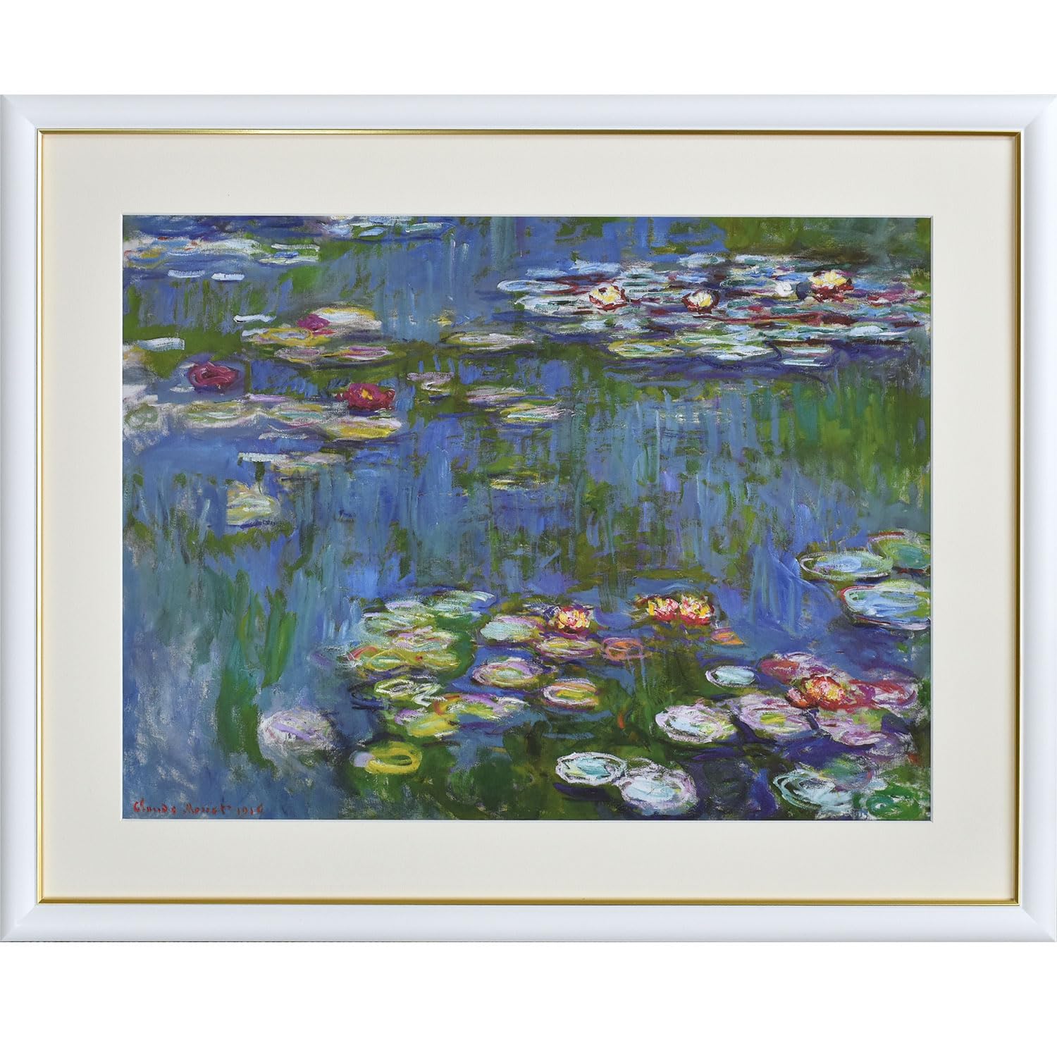 Amazon.co.jp: 晴れの街ギャラリー 絵画 額絵 クロード・モネ 『睡蓮