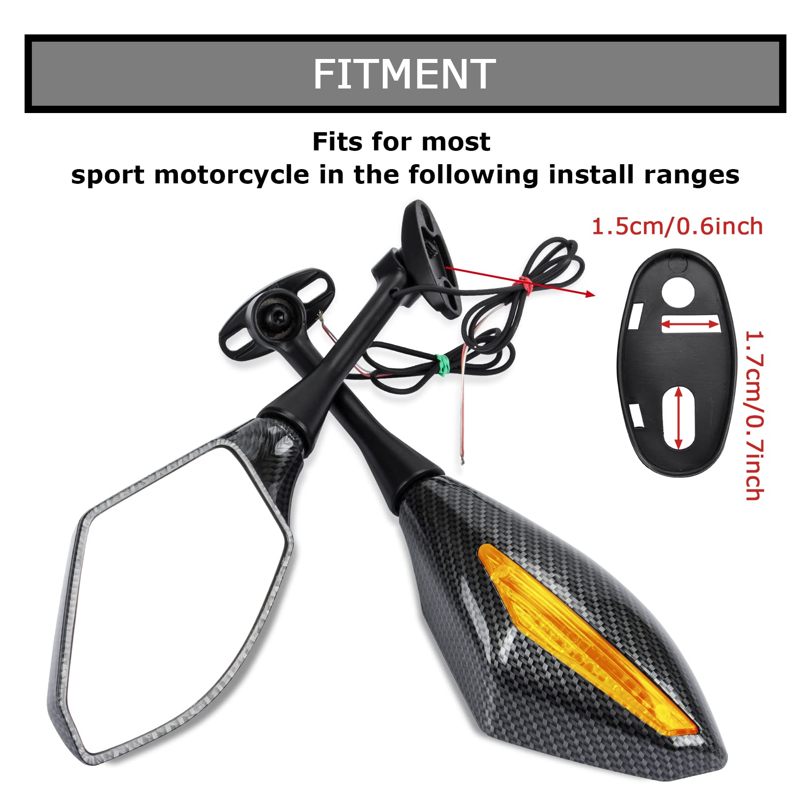 Amazon | バイクミラー ウインカー機能付き 左右セット 軽量 グロス