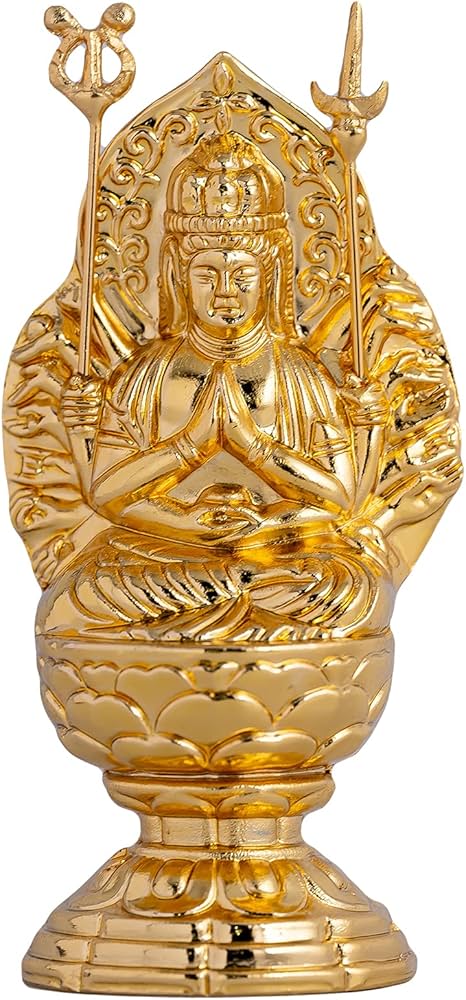 Amazon｜仏像 千手観音菩薩 【小 7cm（金メッキ/24金） 仏師：渡辺景秋