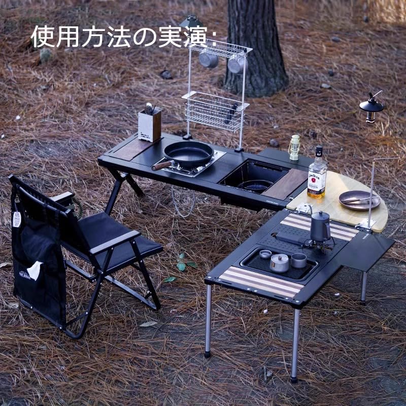 Amazon.co.jp: DEERLAND ブラックカラーIGTフレーム折りたたみテーブル