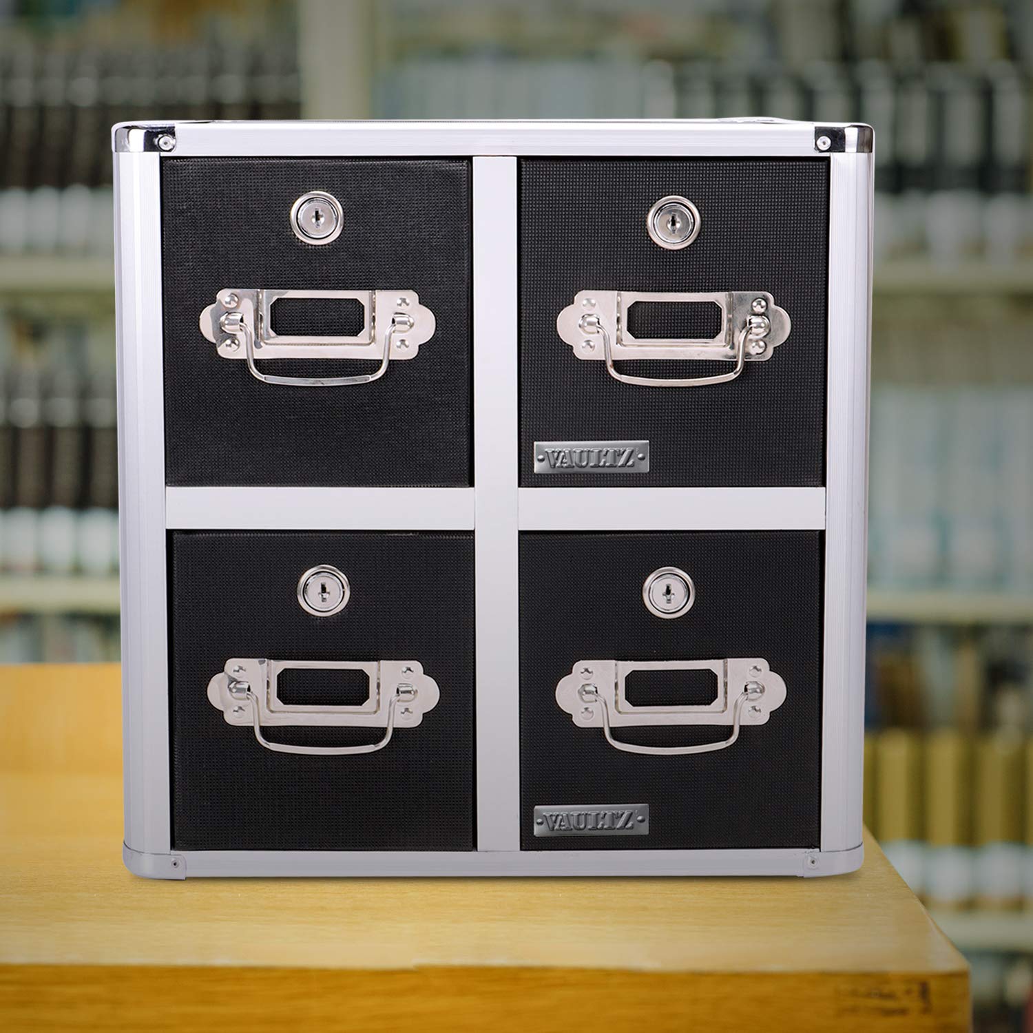 Vaultz Locking CD File Cabinet, 4 Drawers, 15.25 x 14.00 x 14.50