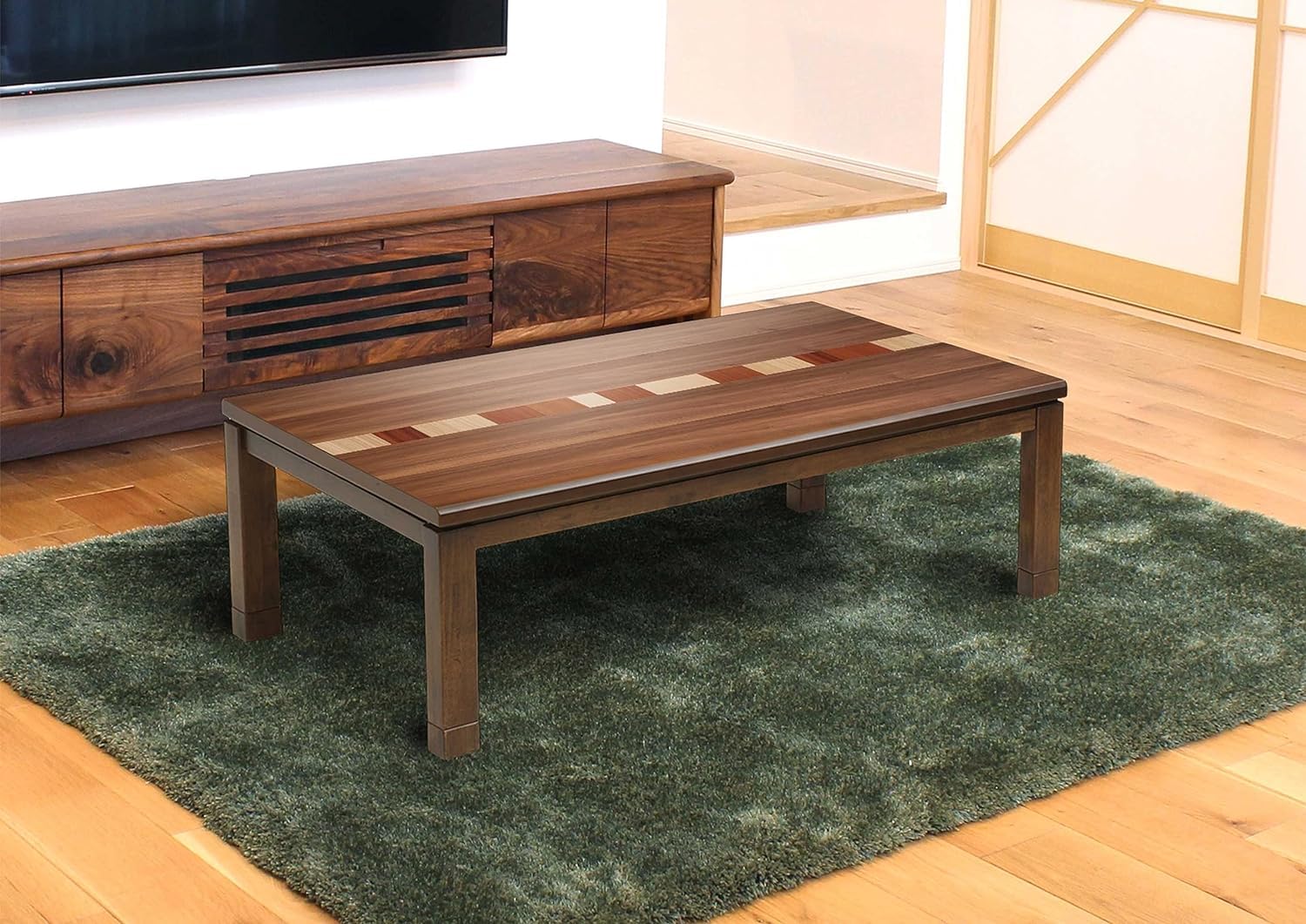 Amazon.co.jp : こたつ コタツテーブル 長方形 120×80 継脚付き 天然木