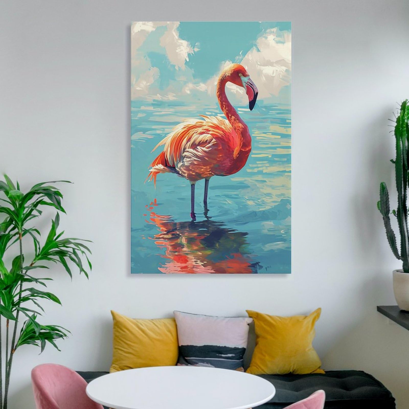 Amazon.co.jp: 絵画 フラミンゴインテリア 絵画 動物の油絵イラスト