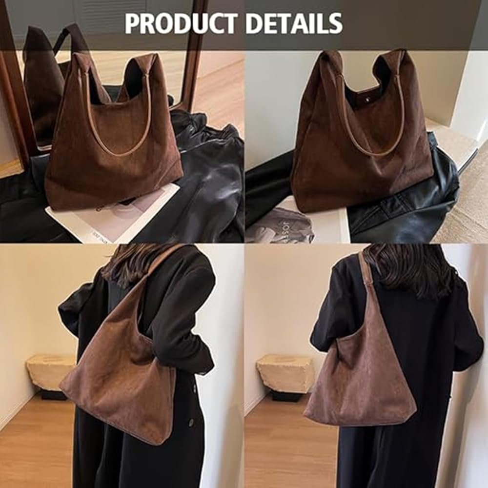 Amazon | 女性用スエードホーボーバッグ、女性用ブラウンスエード