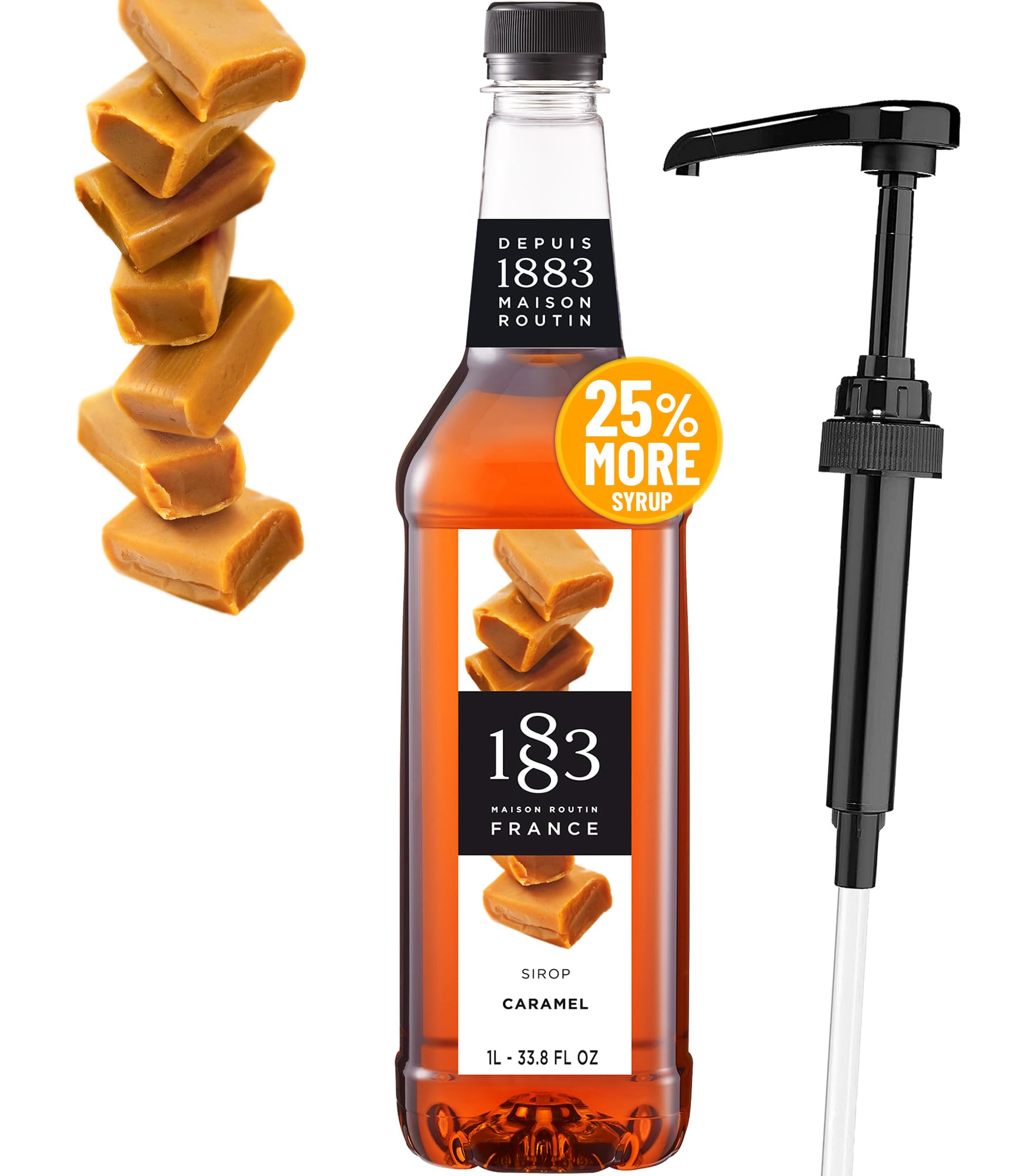 Amazon.com: 1883 Caramel Syrup with Pump – Premium Flavoring Syrup