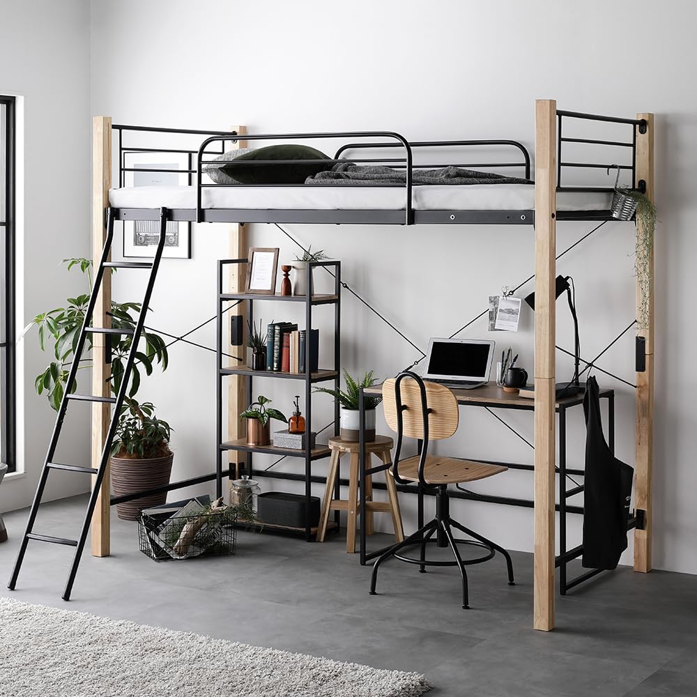 Amazon｜RASIK ロフトベッド ハイタイプ シングル フレームのみ