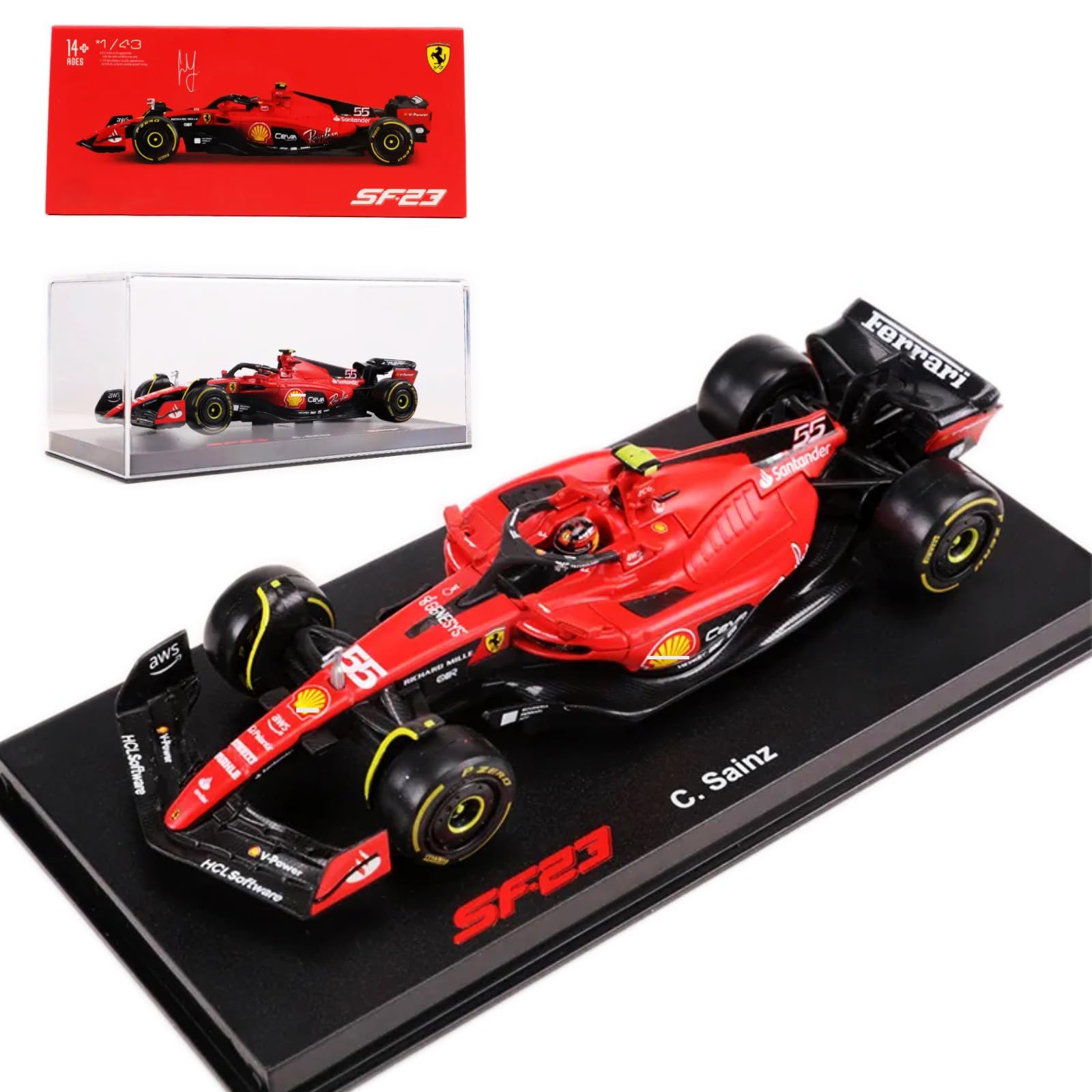 Amazon | HTLNUZD Bburago 2023 1/43 SF23#55 レーシングモデルカー F1