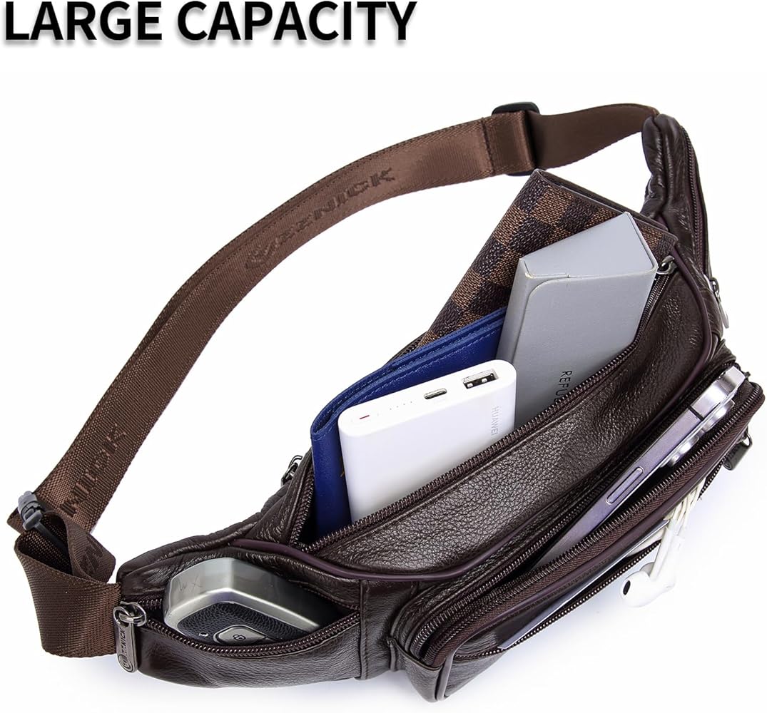Amazon.com | ZZNICK Genuine Leather Fanny Pack/Waist Bag/Organizer