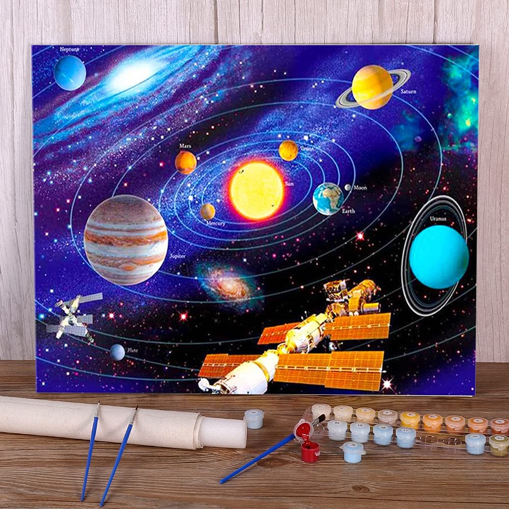 Amazon.co.jp: 数字で描く数字で描く宇宙宇宙風景セットアクリル絵の具