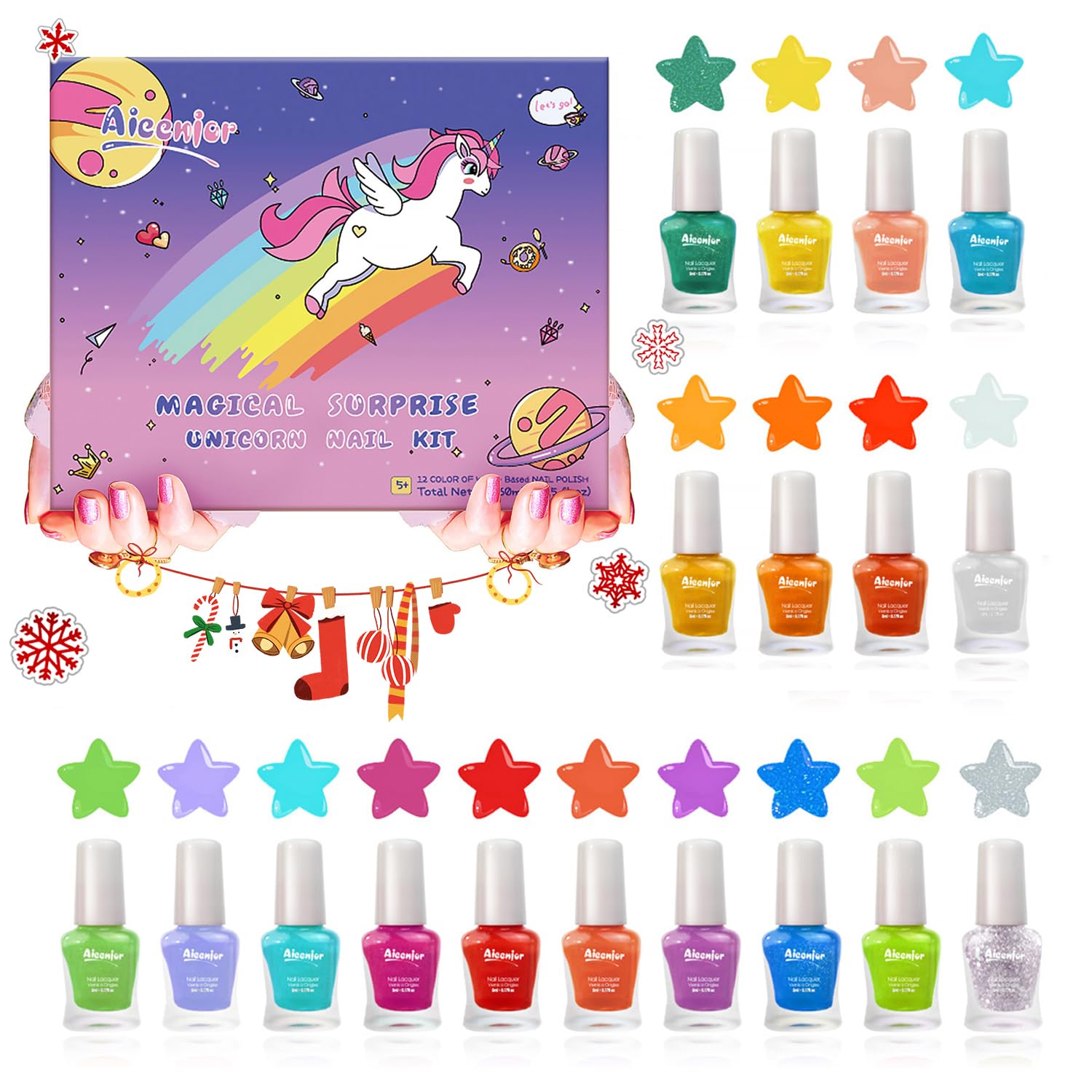 Amazon | Aieenjor 18色子供用無毒マニキュアセット水性はがし可能
