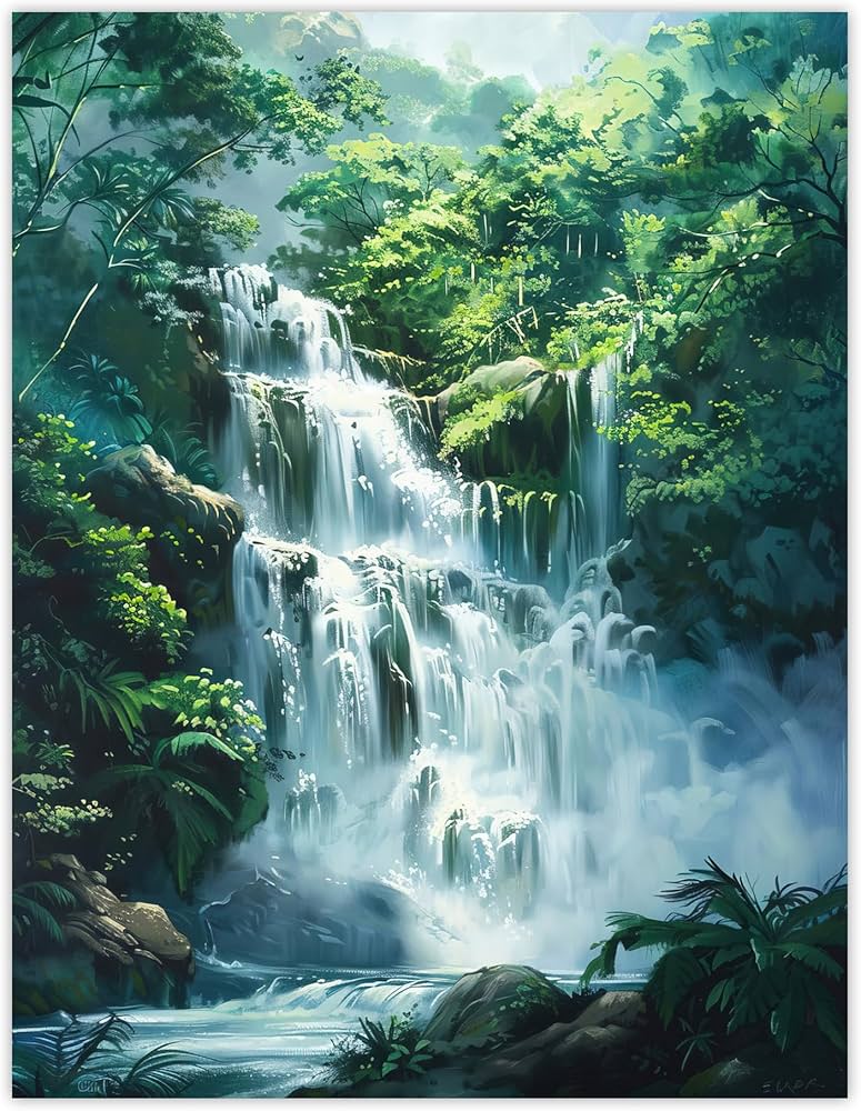 Amazon.com: Artery8 Jungle Waterfall Amazon Rainforest Landscape