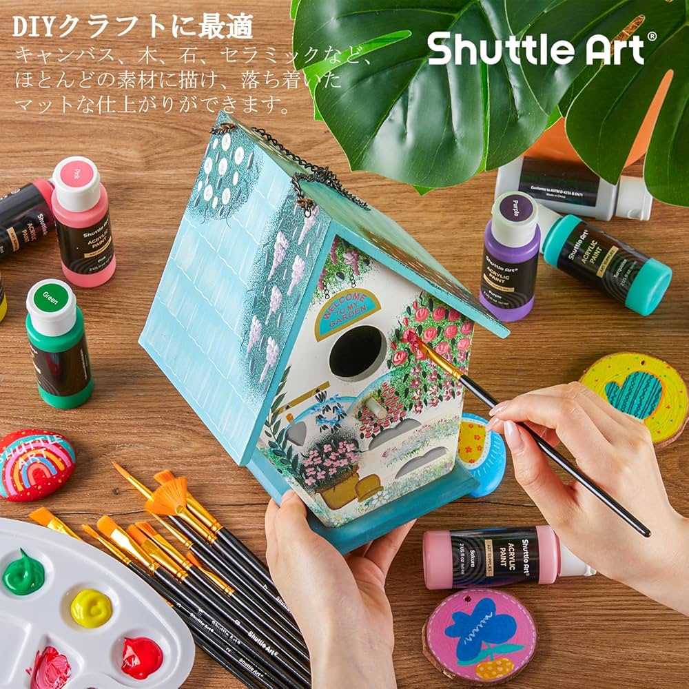 Amazon | Shuttle Art アクリル絵の具 50色セット アクリル顔料 筆12本