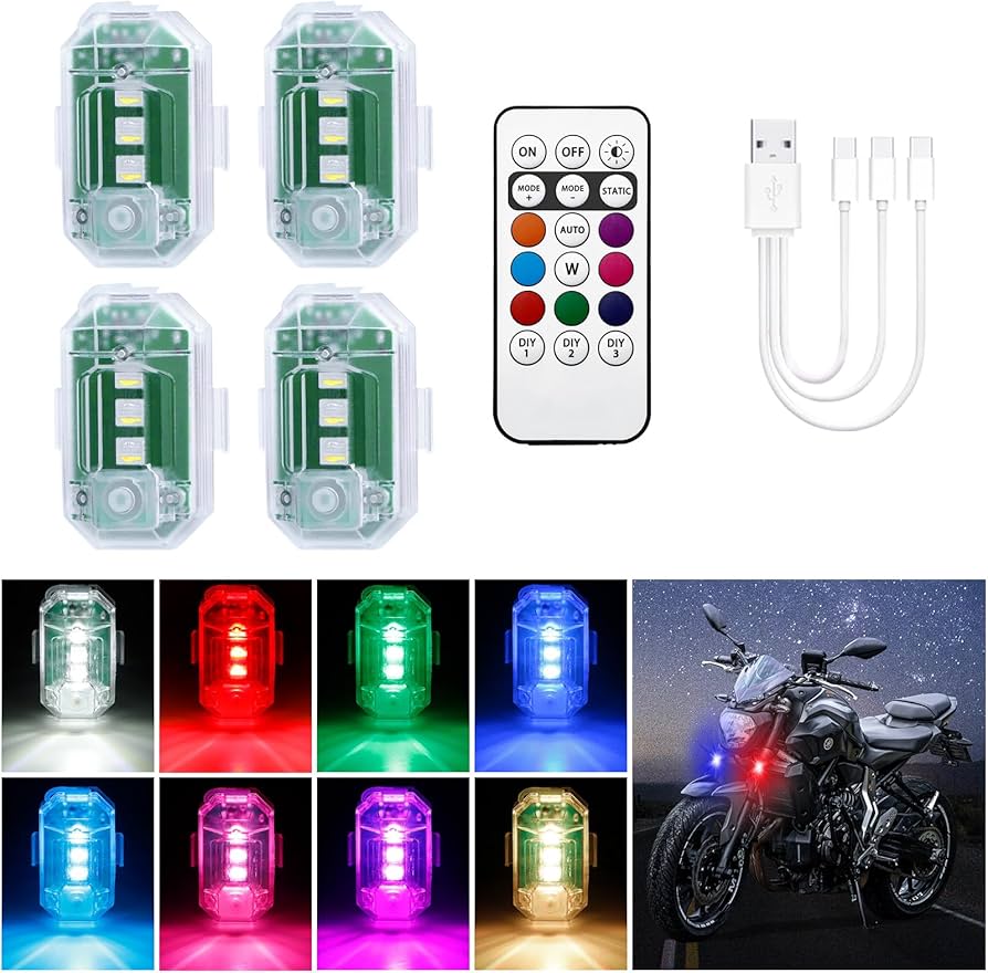 Amazon.co.jp: MAZERO 8色切替 ストロボライト 小型 USB-C充電