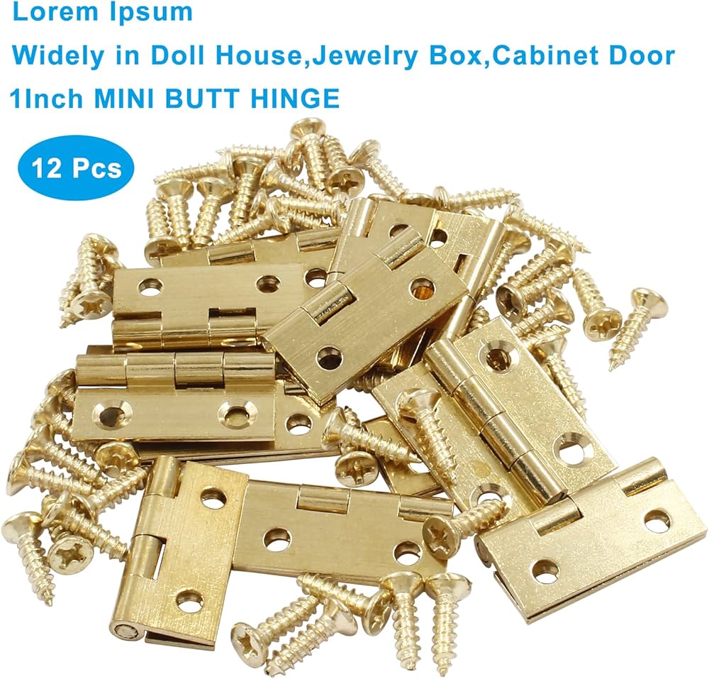 Zorveiio 12Pcs Solid Brass Mini Hinges, 1 Inch Mini Solid Brass
