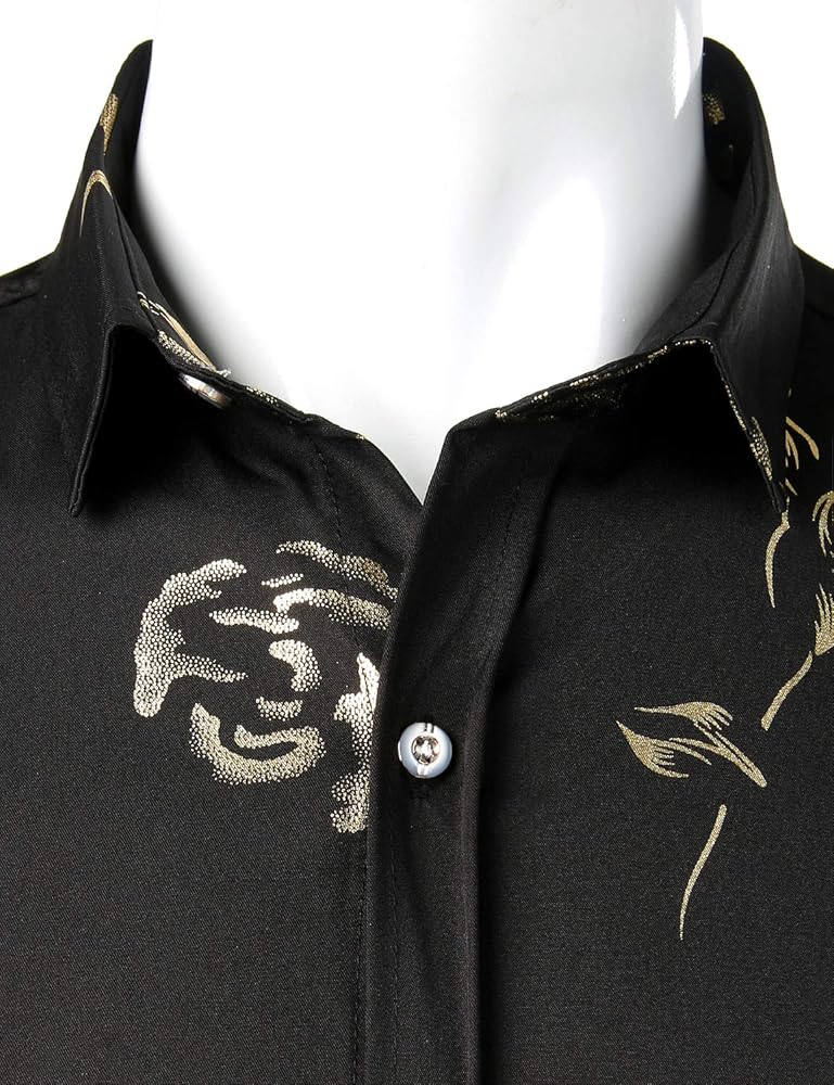 Amazon.com: ZEROYAA Mens Hipster Gold Rose Printed Slim Fit Short