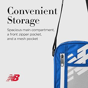 New Balance Shoulder Bag, Core Performance Crossbody Purse for Men