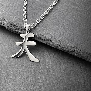 Wchama Black Heaven/Sky Kanji Necklace Japanese Stainless Steel