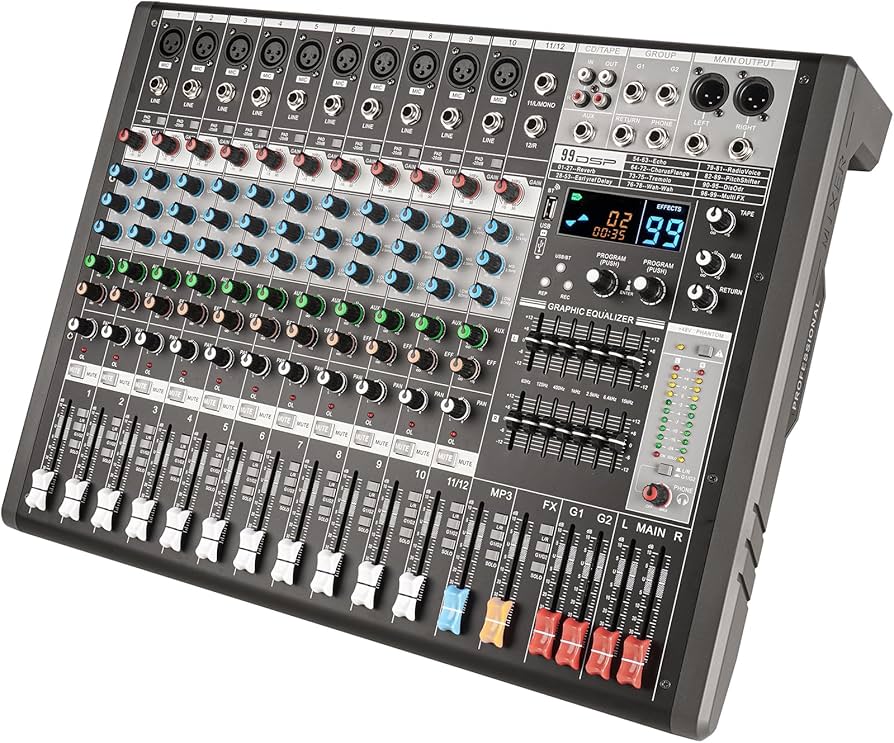 Amazon.com: Doslnlya EX12 12-Channel Bluetooth Mixer with 99 DSP