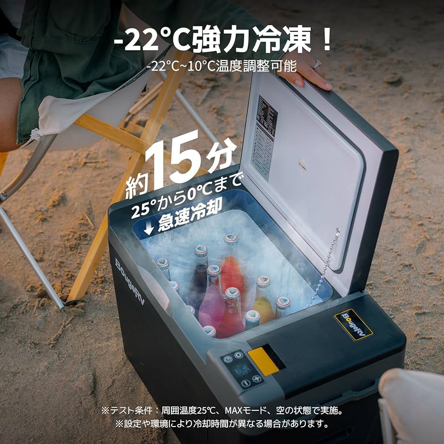 Amazon | BougeRV ポータブル冷蔵庫 車載れいぞうこ 20L -22℃～10