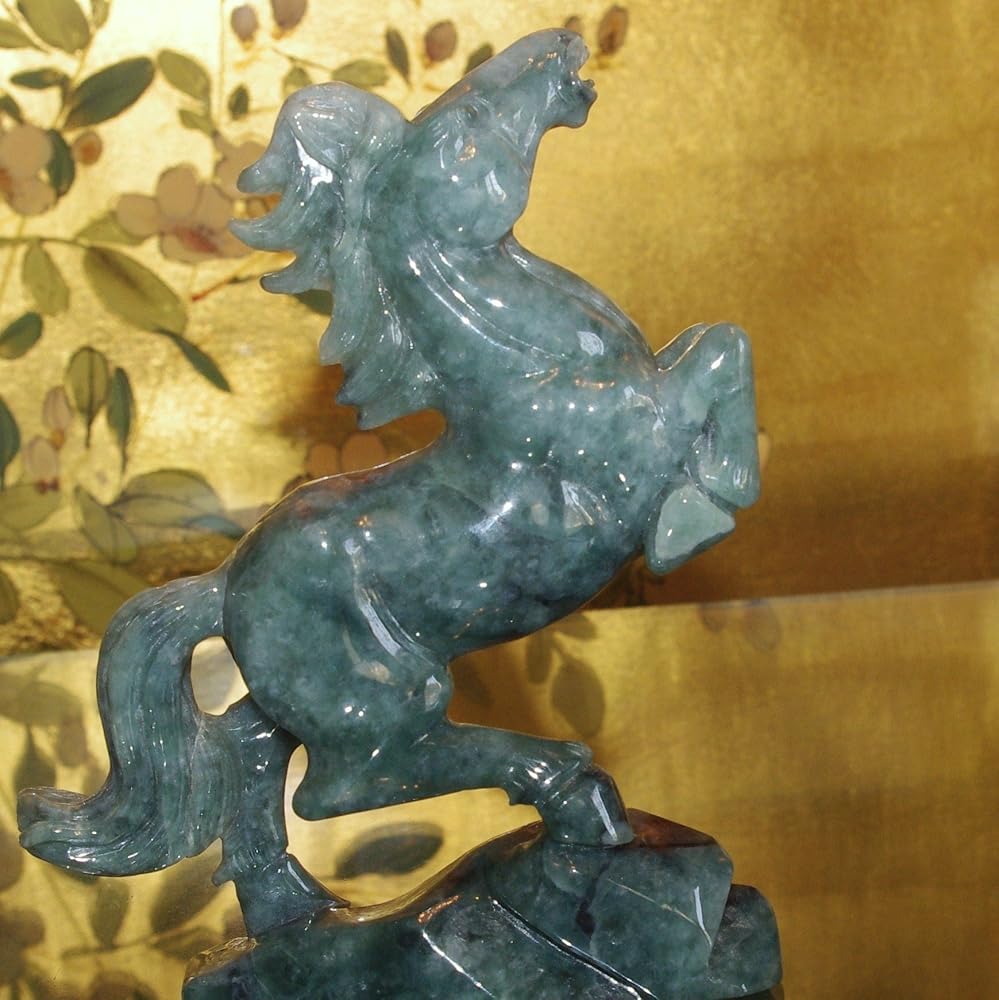Amazon | theory xyz 翡翠 馬 置物 飾彫り台座付 (セオリーエックス