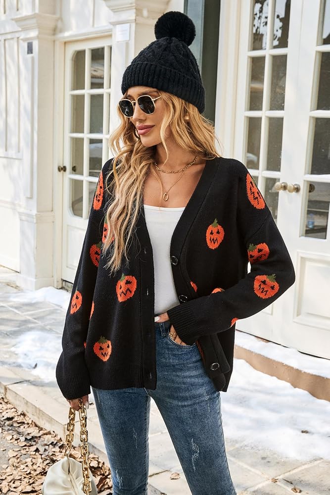 Amazon.com: ZLIGXEA Halloween Cardigan Sweaters for Women, Pumpkin