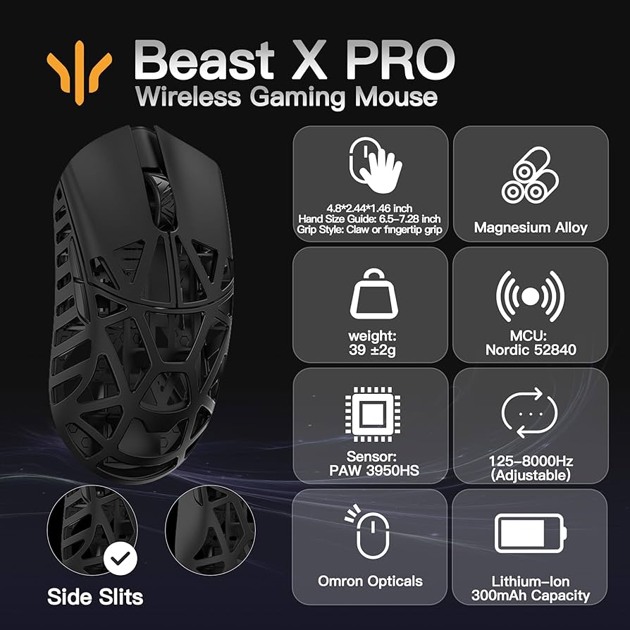 Amazon.co.jp: SMACKAPE WLMOUSE Beast X Pro 超軽量 39g マグネシウム