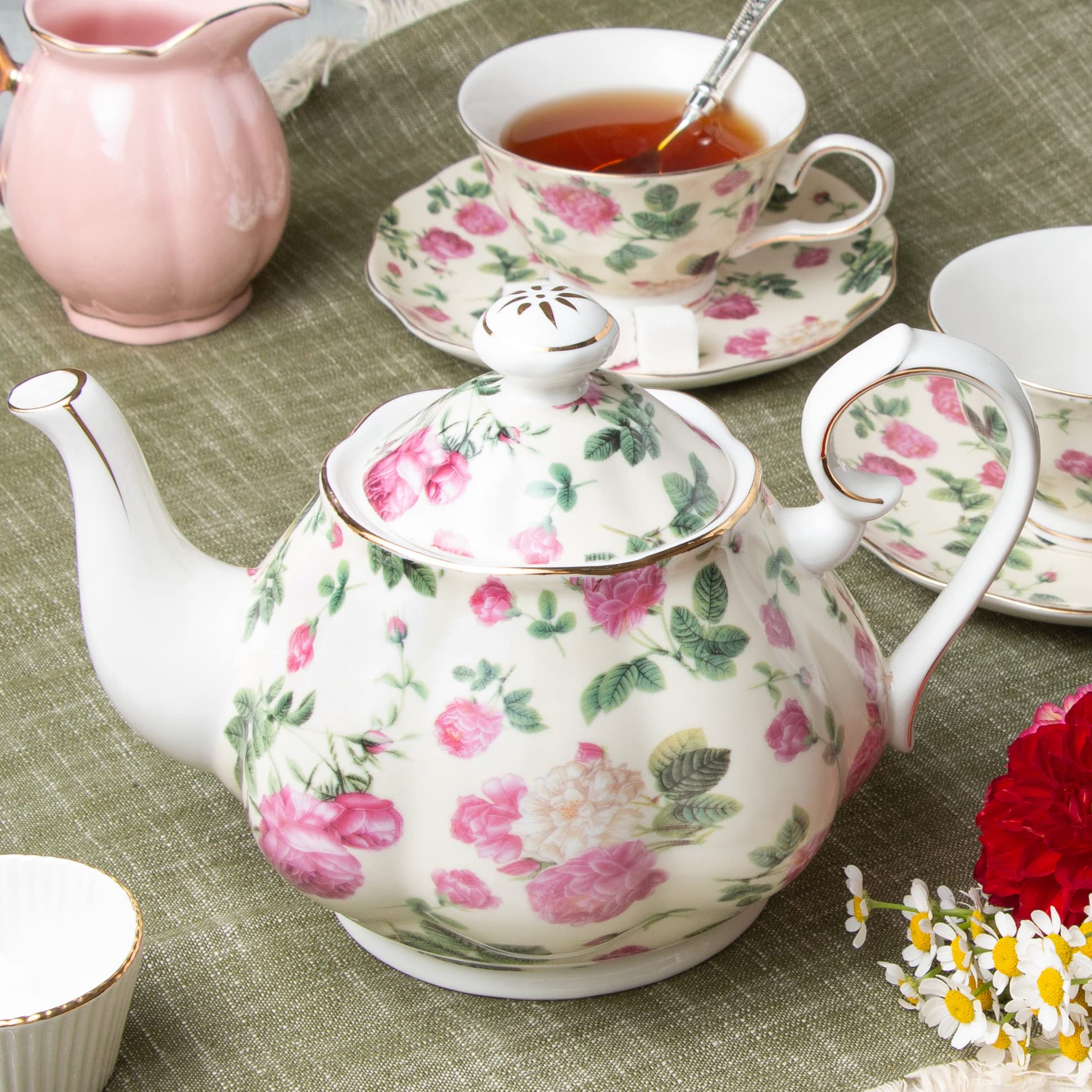Amazon.com | Gracie China Rose Chintz Porcelain 4-1/2-Cup Teapot