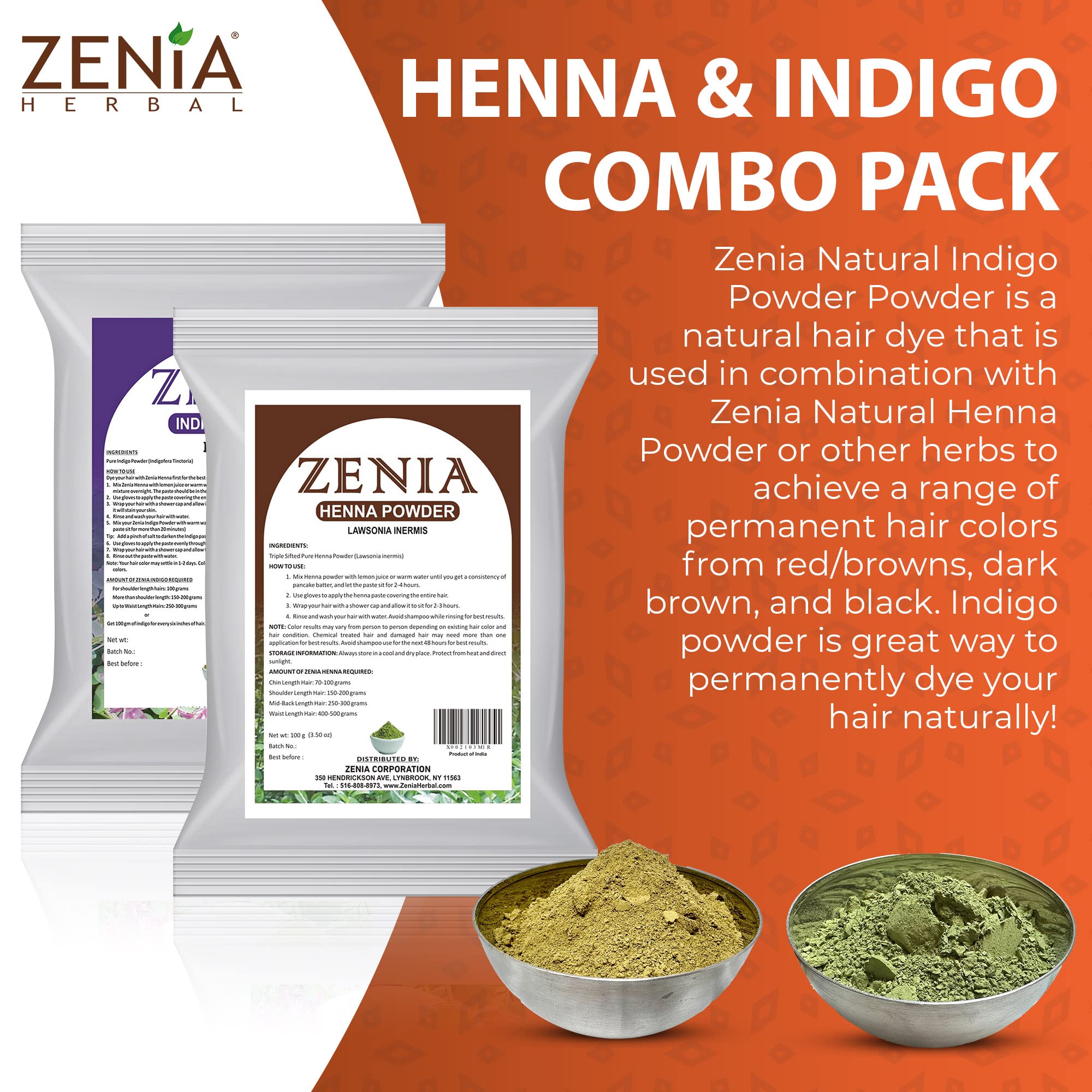 Amazon.com : 100 grams Zenia Indigo Powder and 100 grams Henna