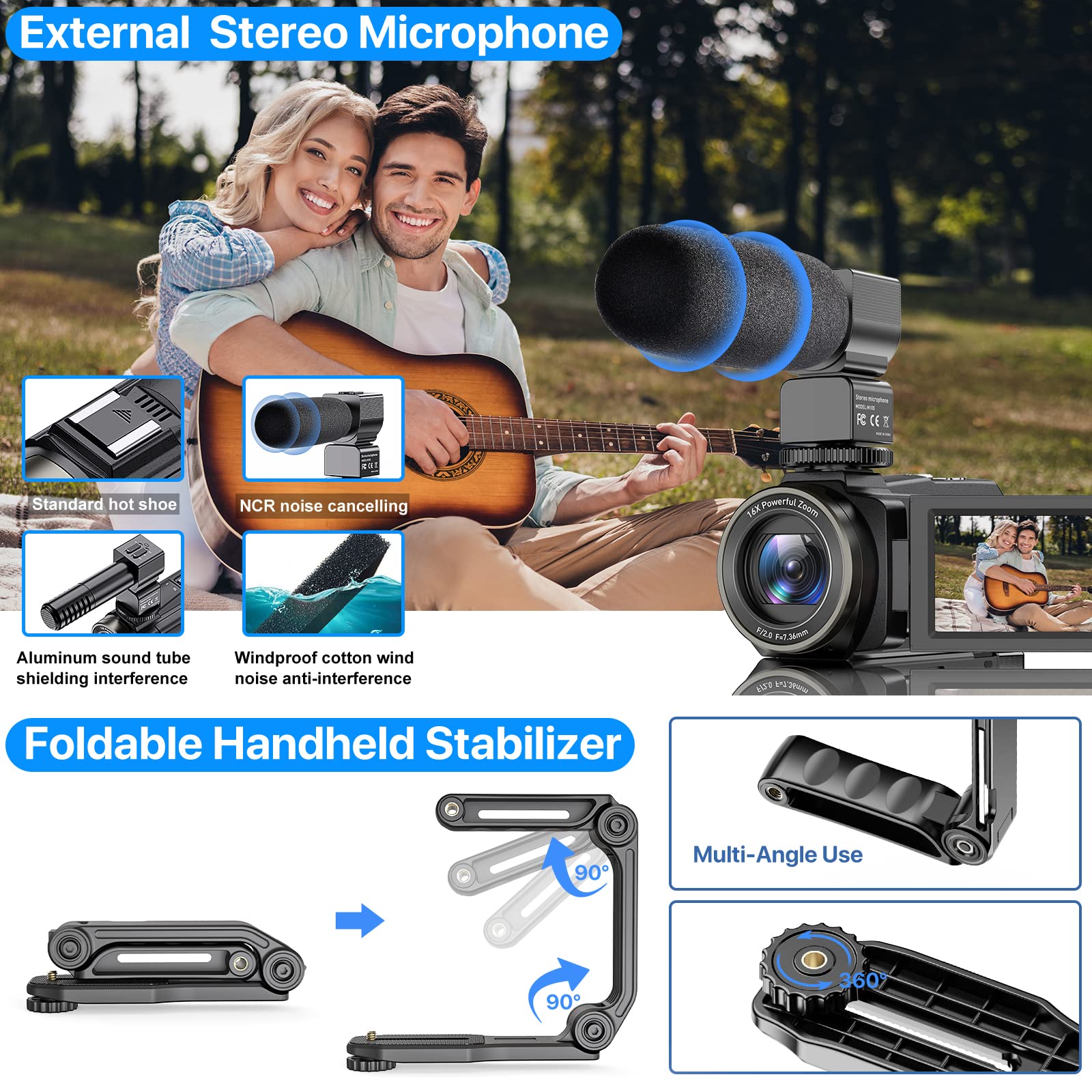 Amazon | 4K Video Camera Camcorder 48MP UHD WiFi IR Night Vision