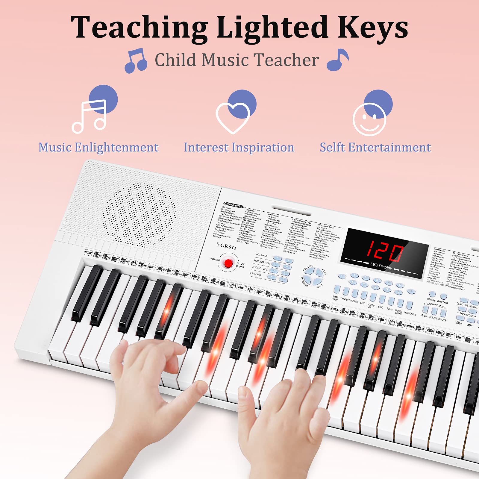 Amazon.com: Vangoa VGK611 Electric Keyboard for Beginner, 61 Keys