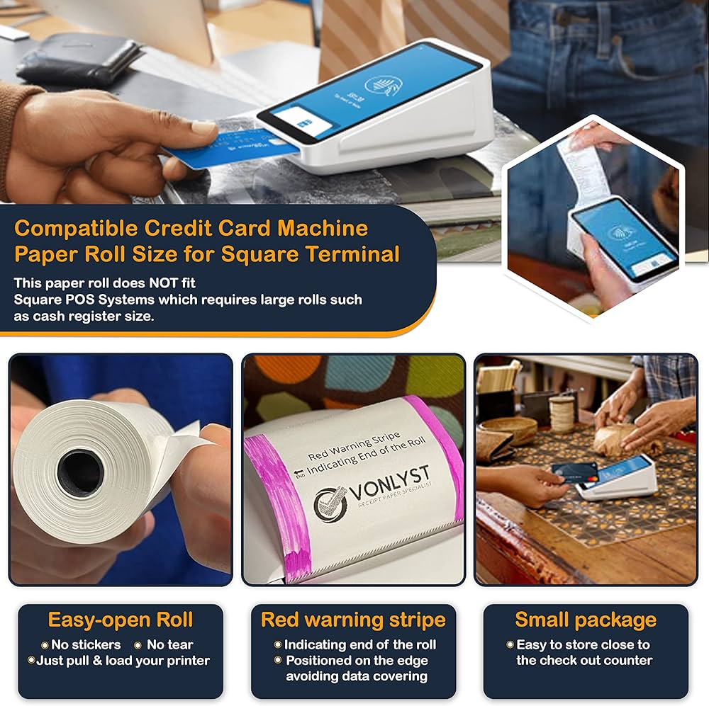 Amazon.co.jp: Vonlyst スクエアターミナルペーパーロール 2 1/4インチ