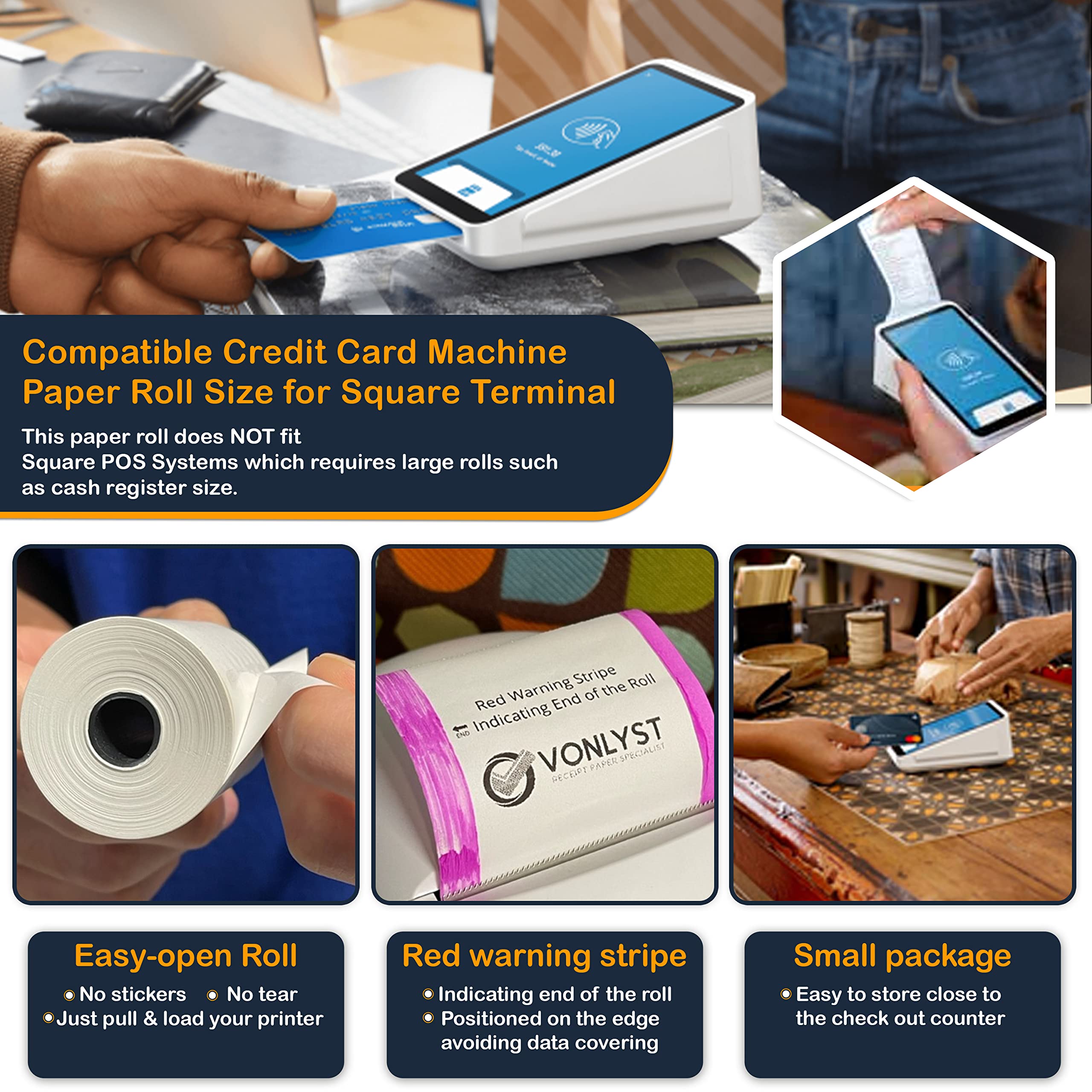 Amazon.co.jp: Vonlyst スクエアターミナルペーパーロール 2 1/4インチ