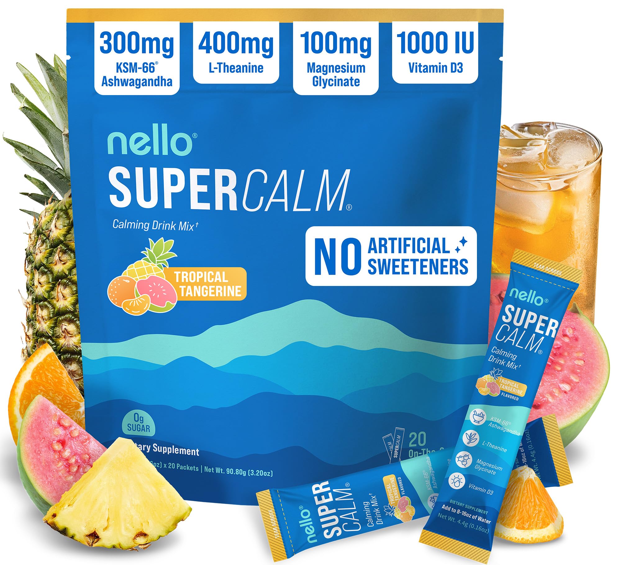 Amazon.com: Nello Supercalm Powdered Drink Mix, Cortisol Reducer