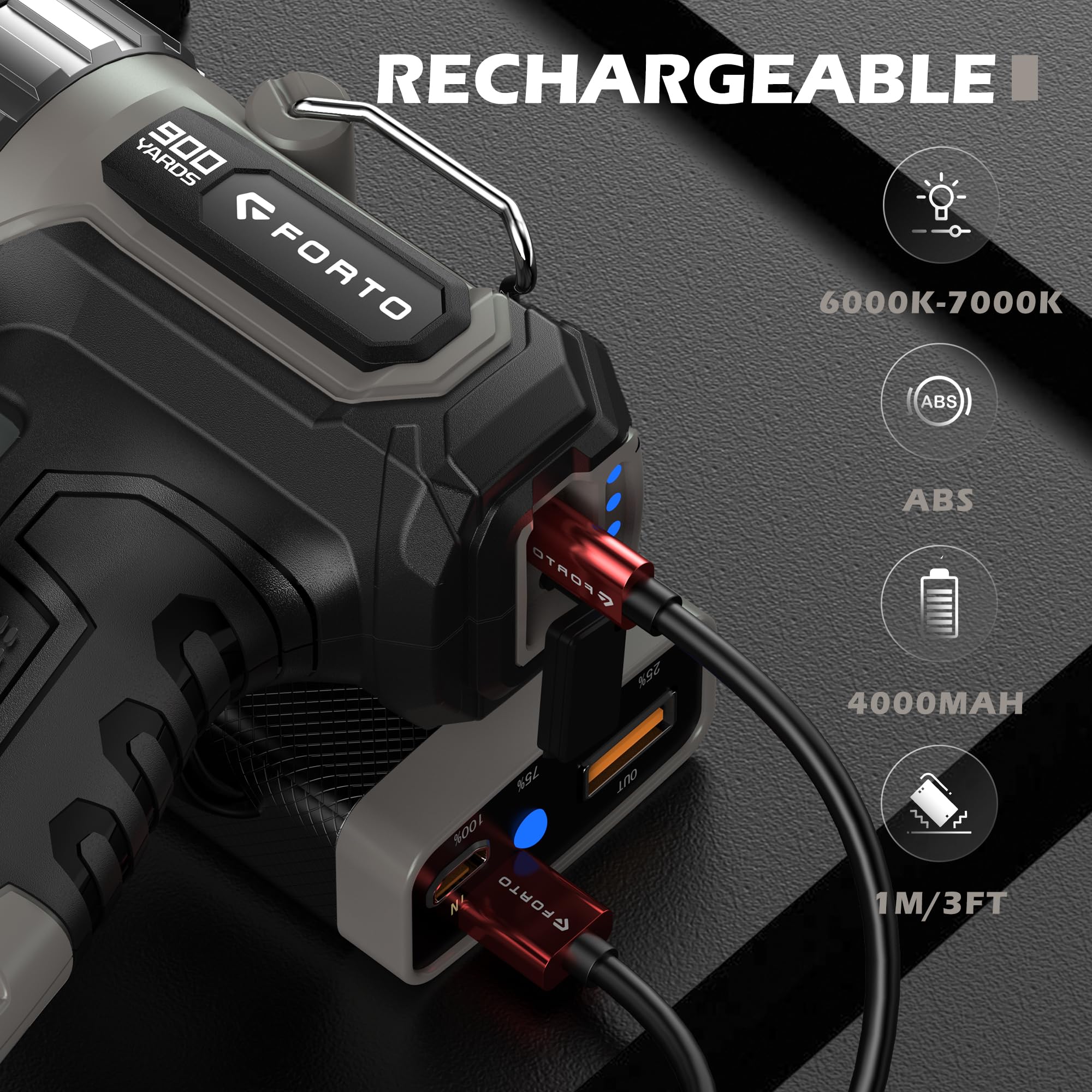 Amazon.co.jp: FORTO コンパクト充電式スポットライト 調節可能な