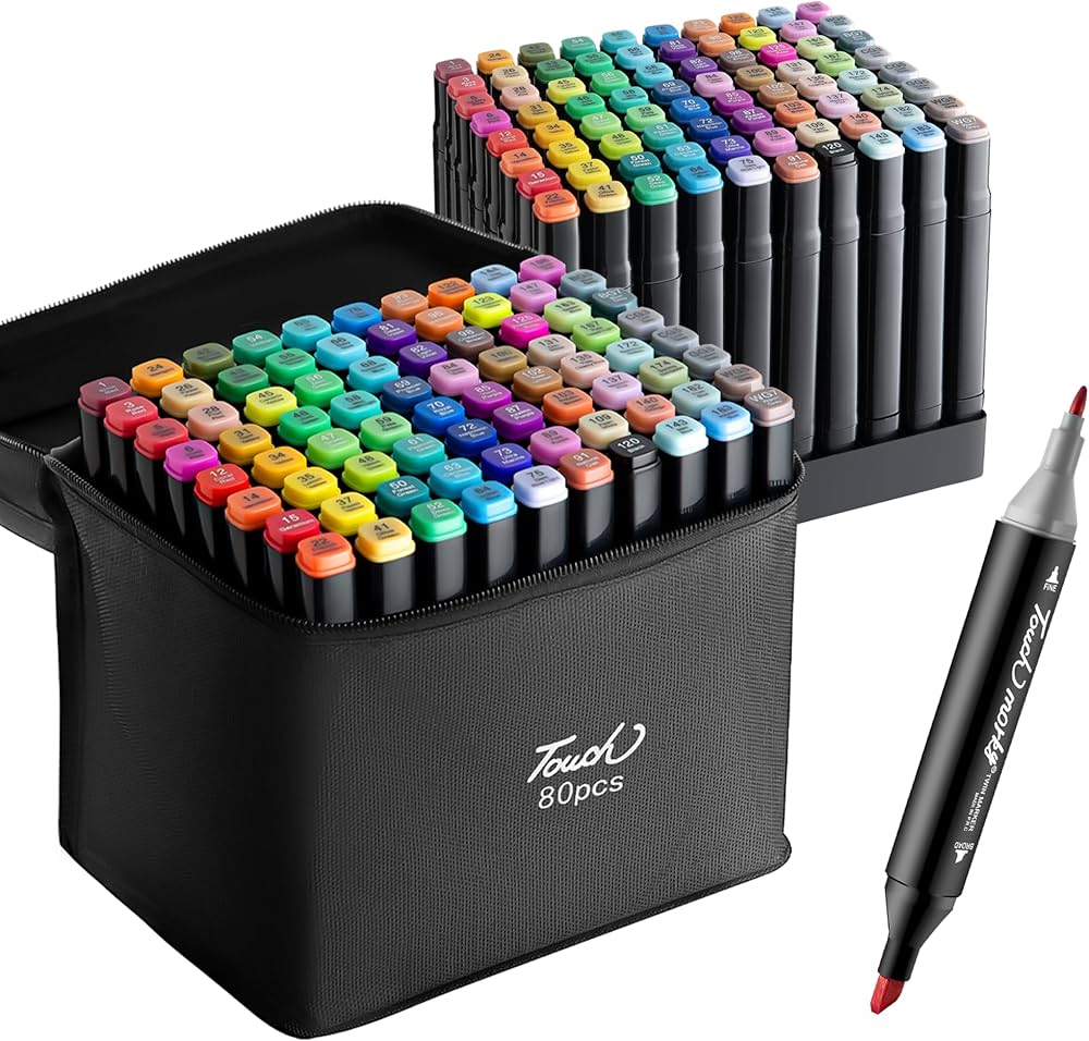 Amazon | Penniwell 80色イラストマーカー太細両端コミック用油性