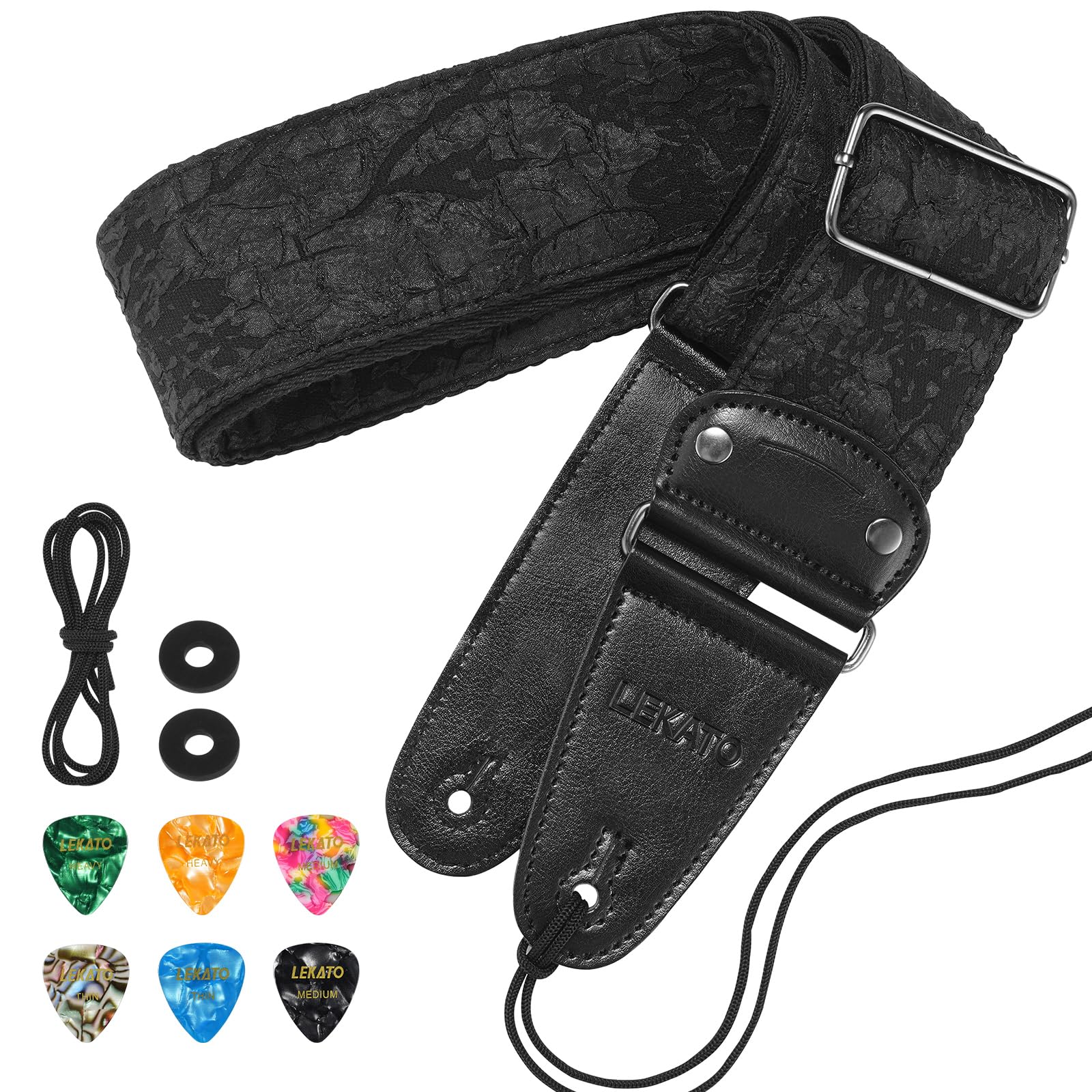 Amazon | [LEKATO] ギターストラップ アナグリフエンボス花柄