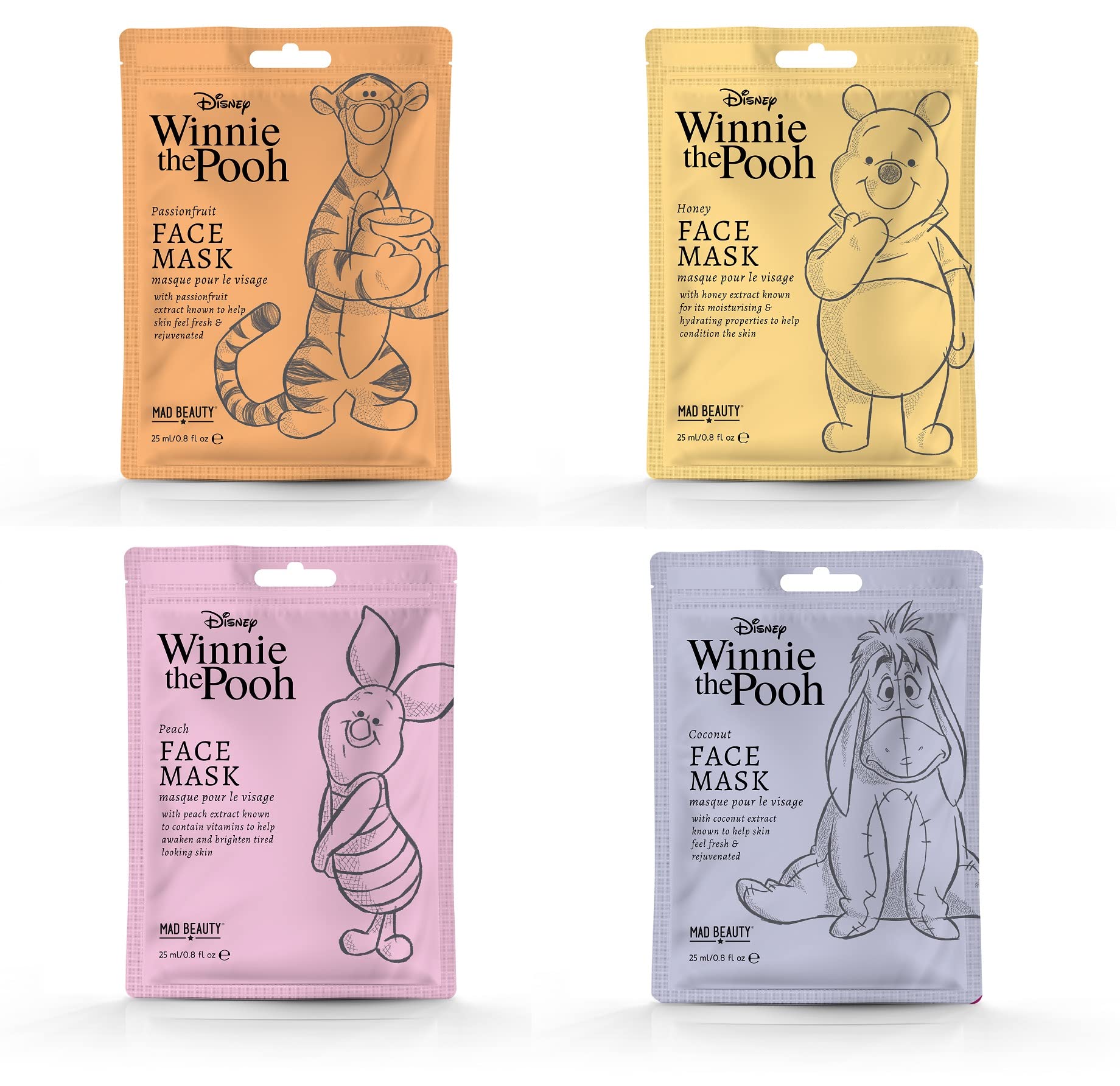 Amazon.com : MAD Beauty Disney Winnie the Pooh Face Mask Set of 4