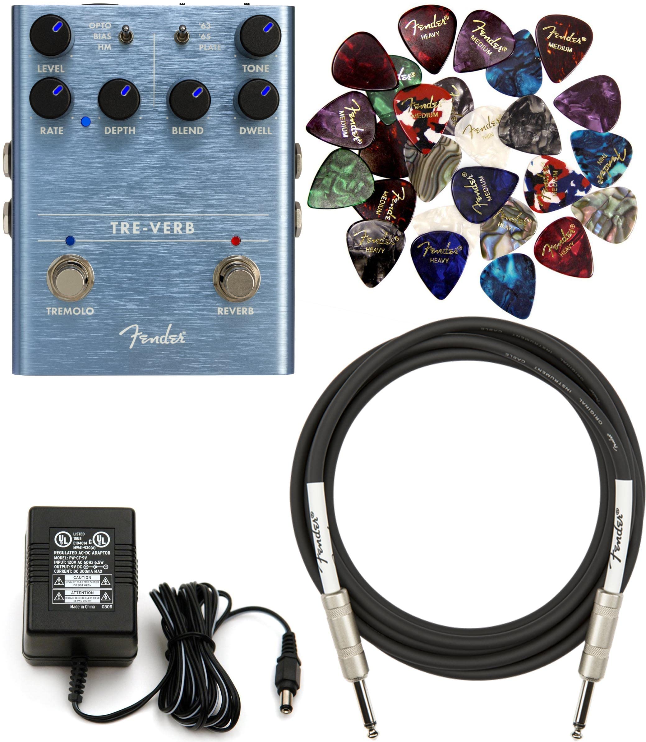 Amazon.com: Fender Tre-Verb Digital Reverb-Tremolo Pedal Bundle