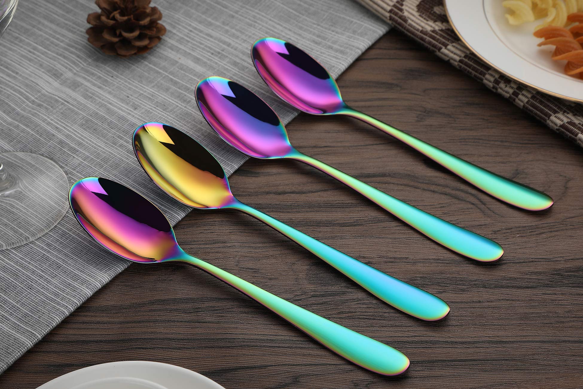 Amazon | カラフル レインボー ディナースプーンセット ステンレス