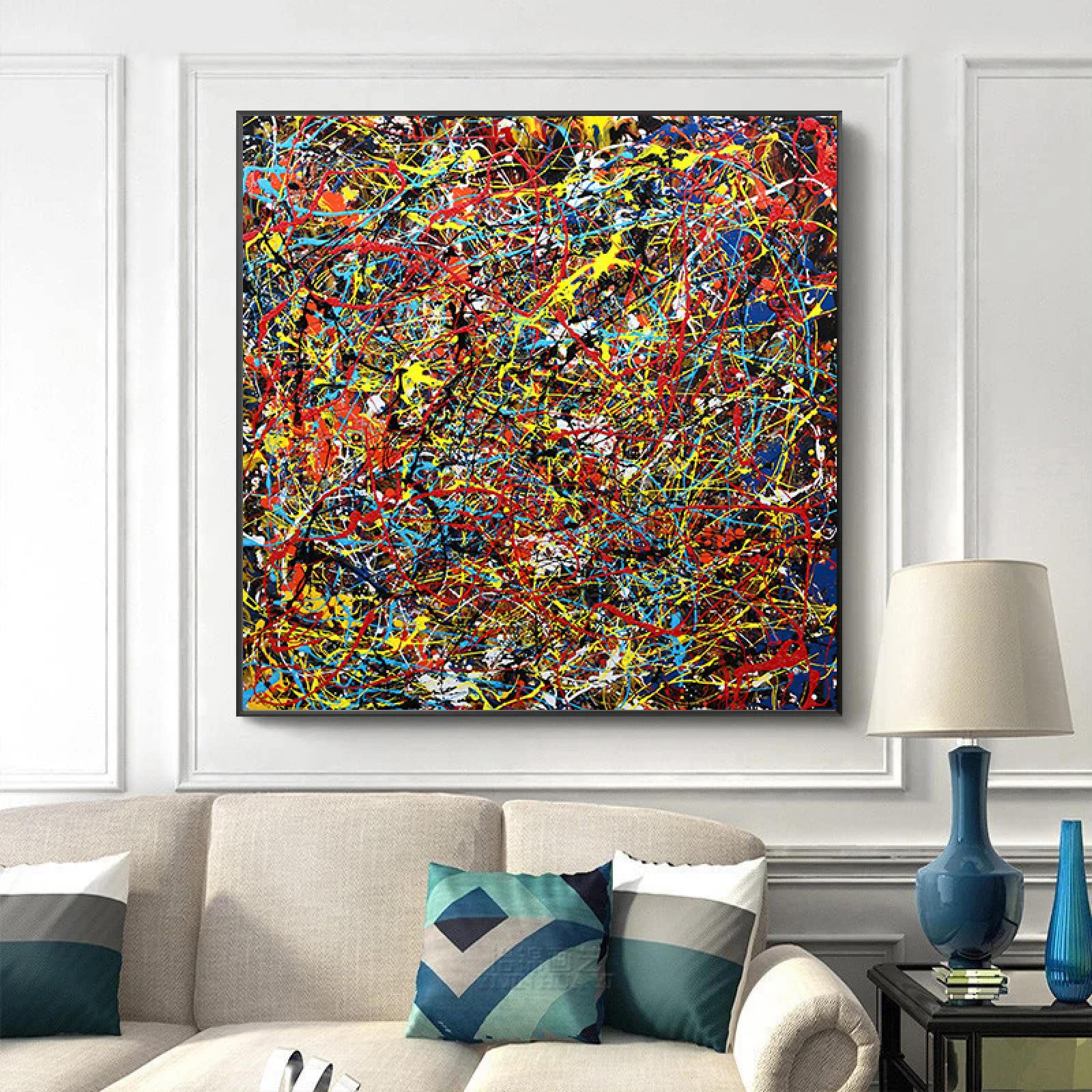 Amazon｜ポップアートホームデコレーション抽象線カラフルジャクソン