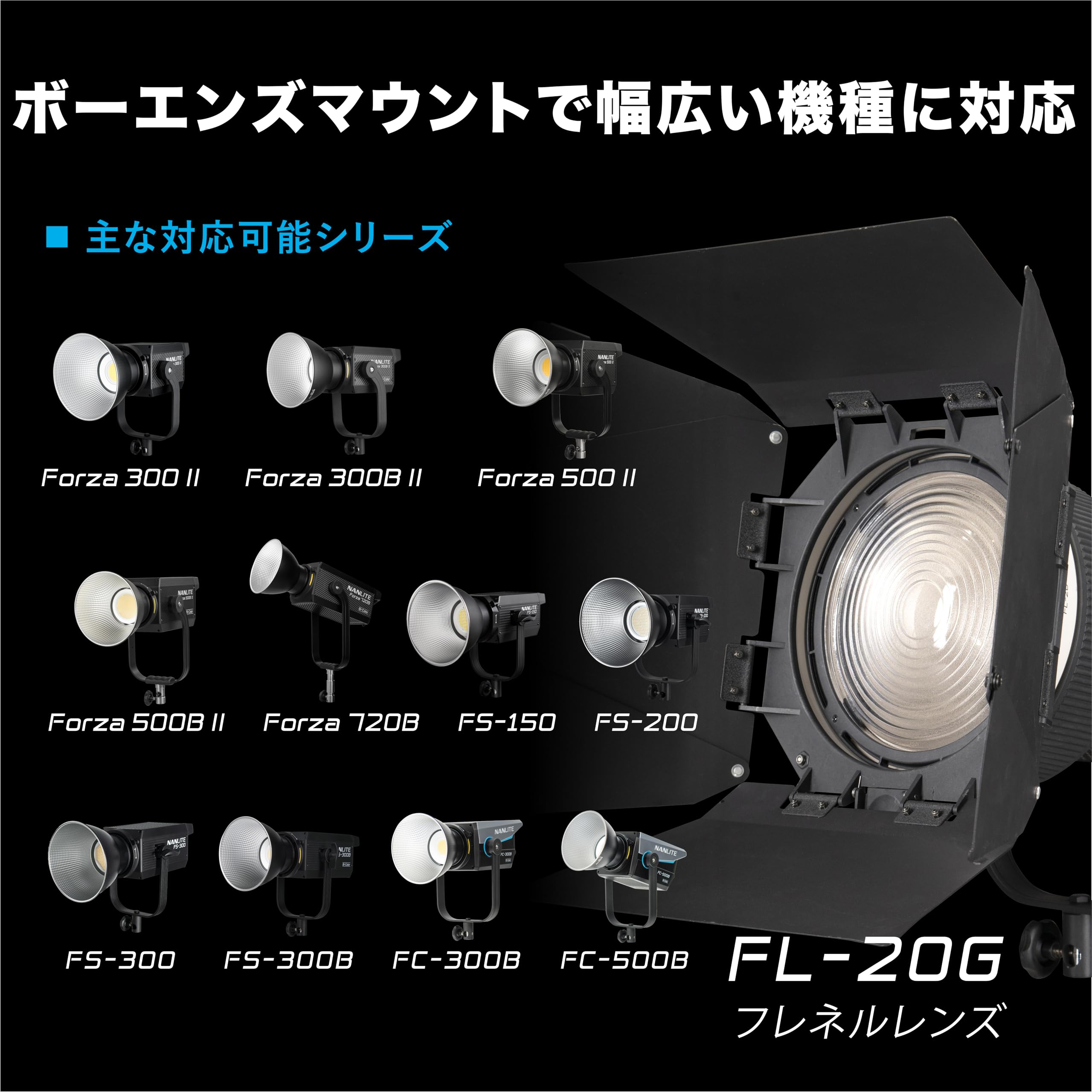 Amazon | NANLITE FL-20G フレネルレンズ10°〜45° バーンドア付属