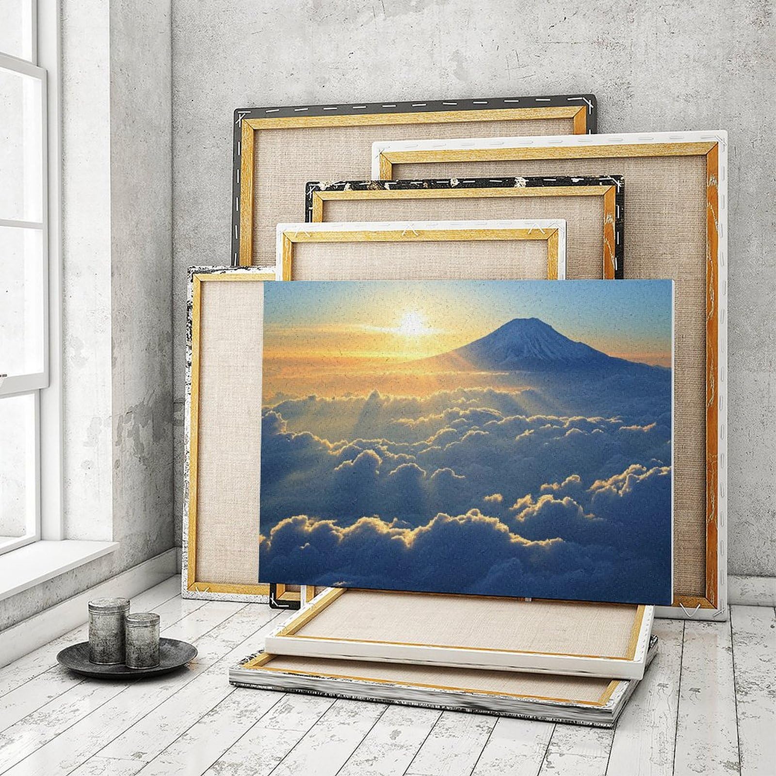 Amazon | 日の出の富士山 数字キットによる絵画 数字油絵 美しい日本の