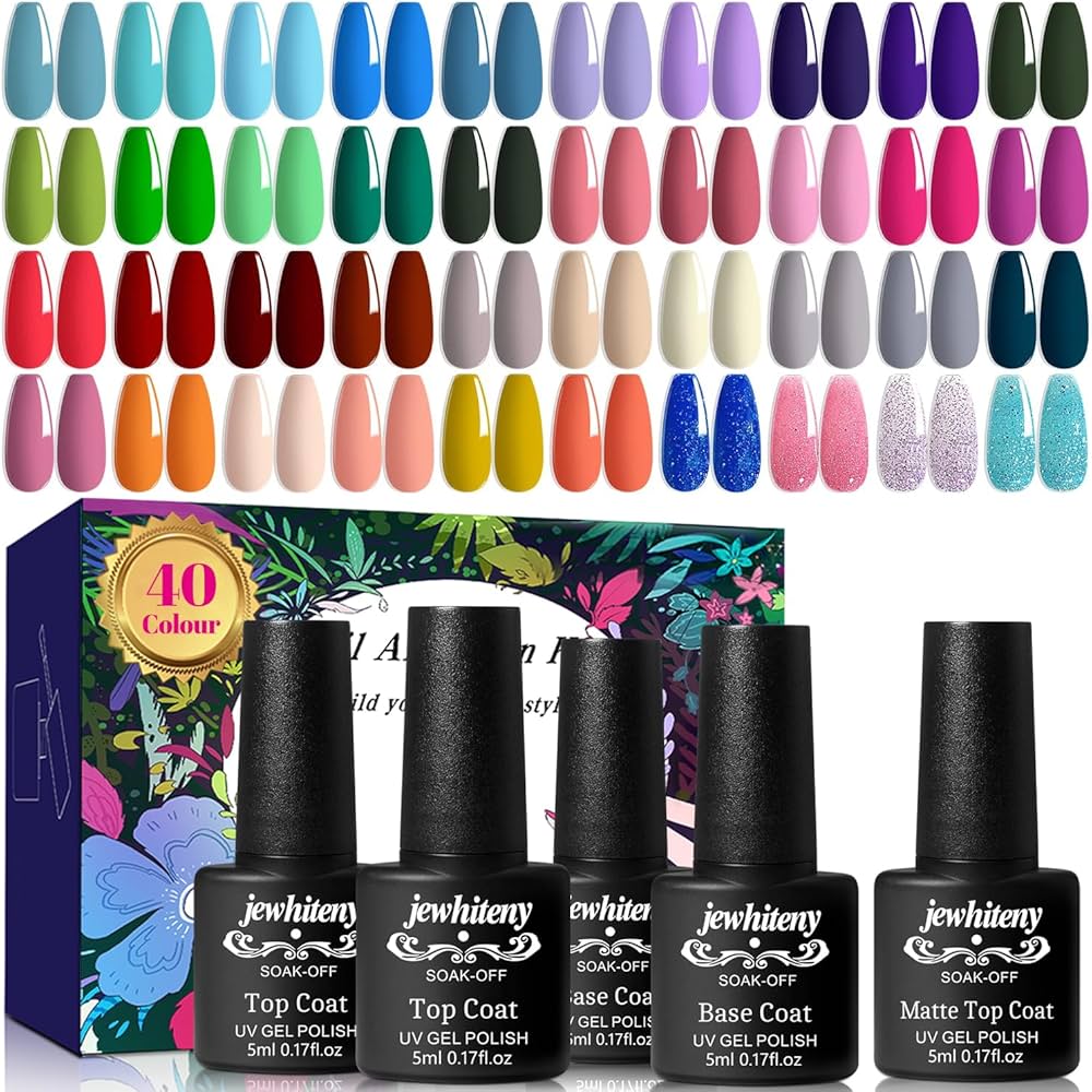 Amazon.com : JEWHITENY 45 Pcs Gel Nail Polish Kit, Soak off Nail
