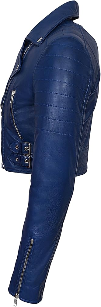 Carrie CH Hoxton Ladies Biker Real Leather Jacket Cropped Short